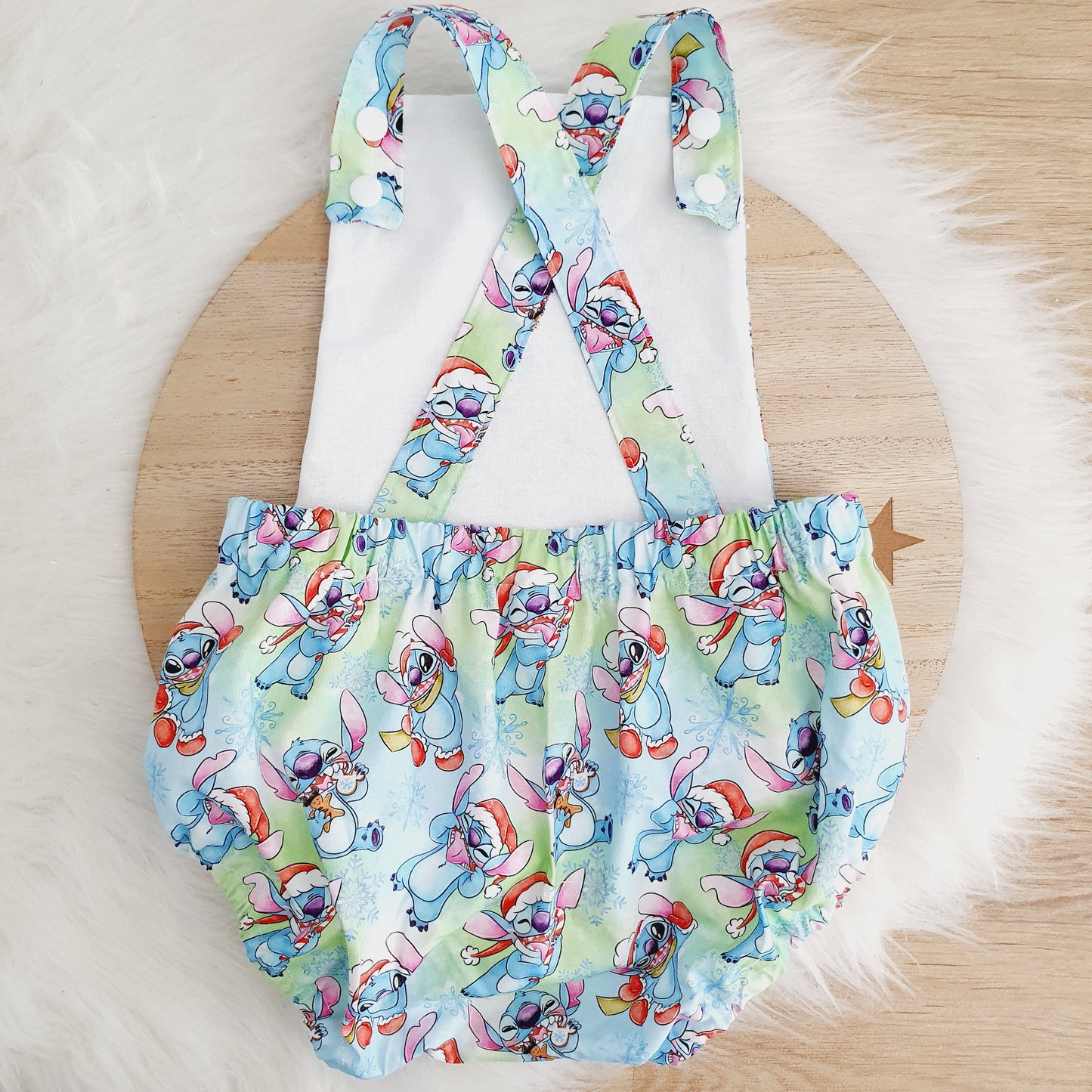CHRISTMAS STITCH print Baby Romper, Size 1