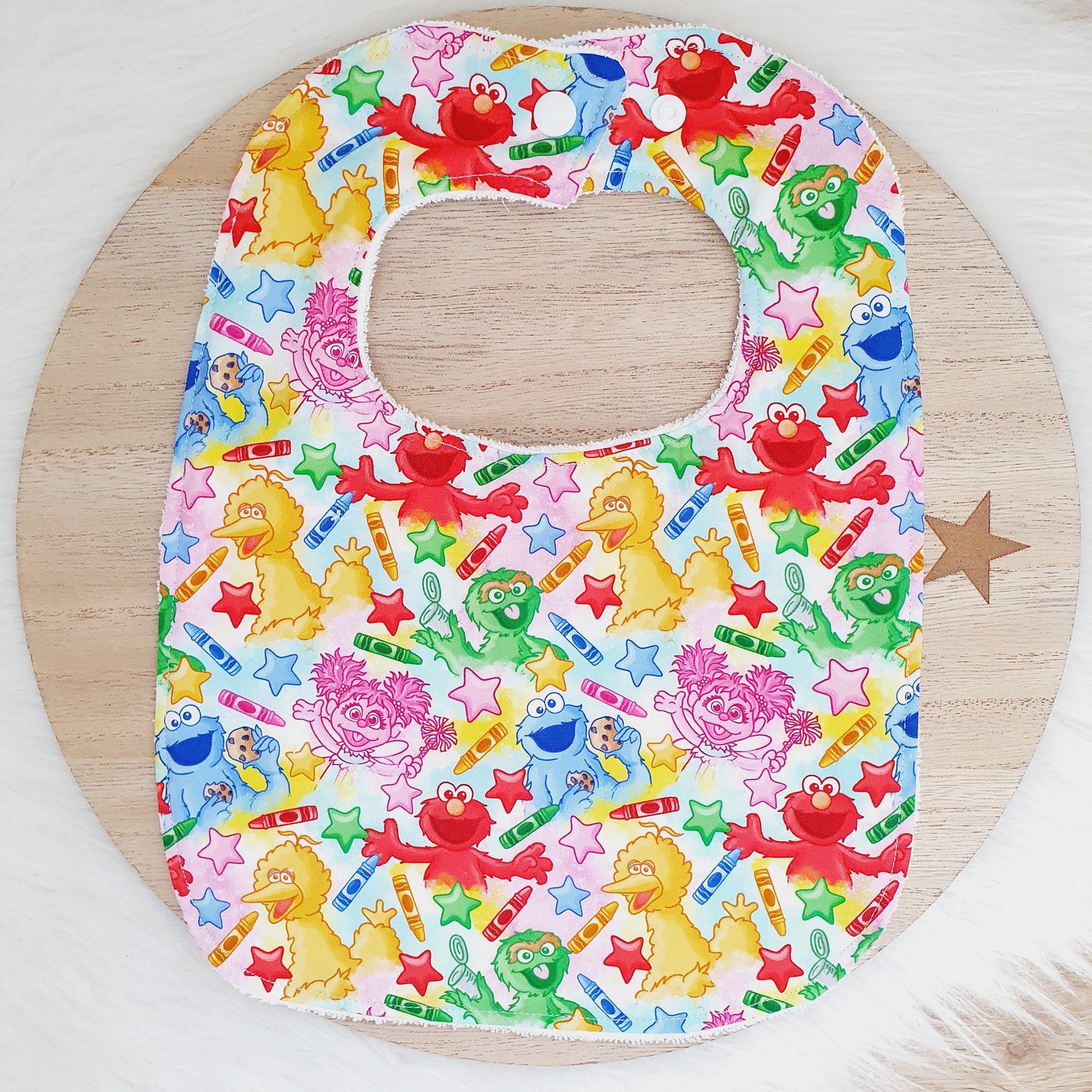Sesame Street Bib, Handmade Baby Bib, Large Feeding Bib