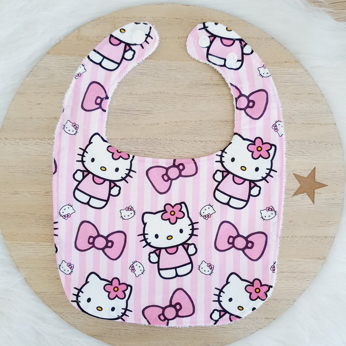 Hello Kitty print Bib, Handmade Baby Bib, Feeding Bib