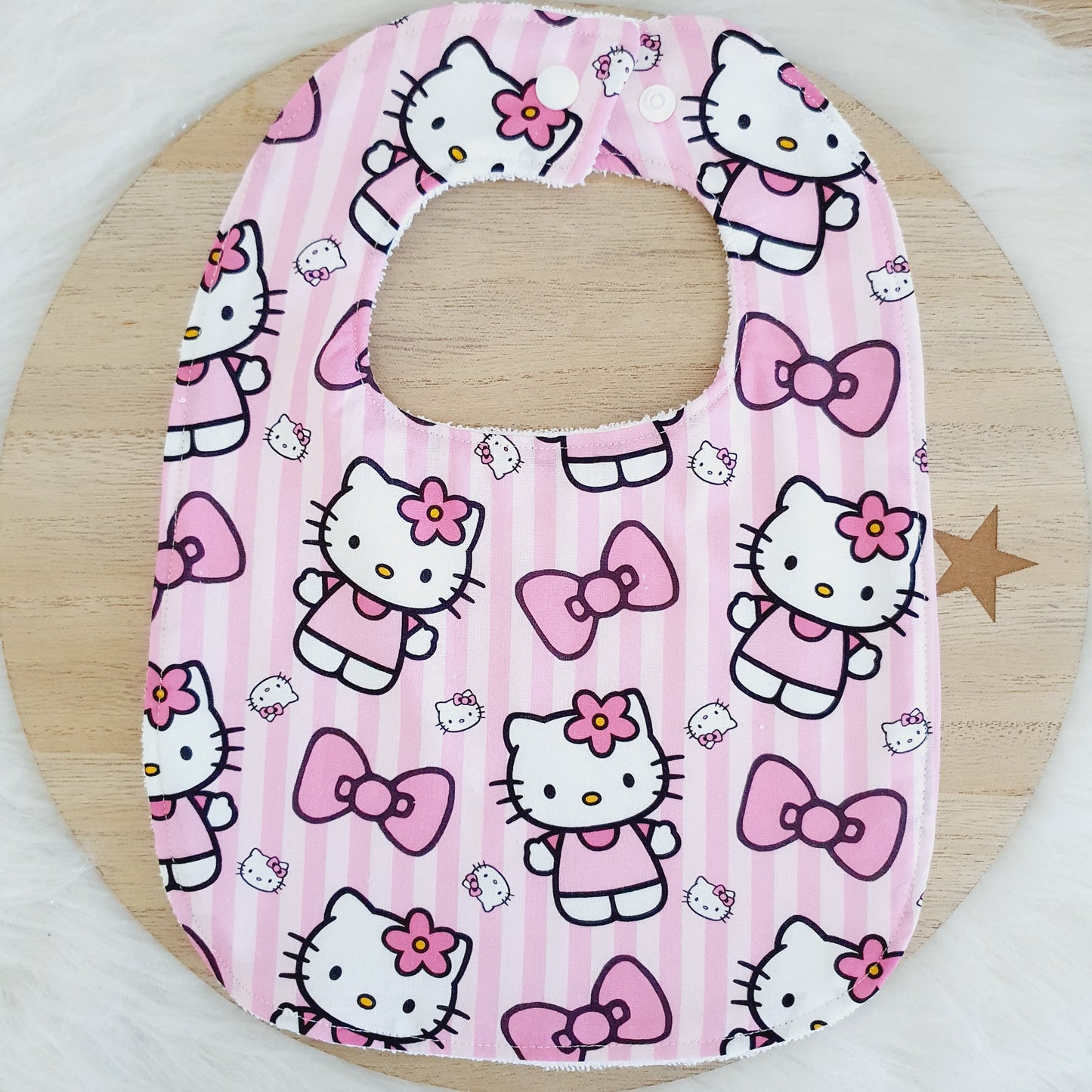 Hello Kitty print Bib, Handmade Baby Bib, Large Feeding Bib