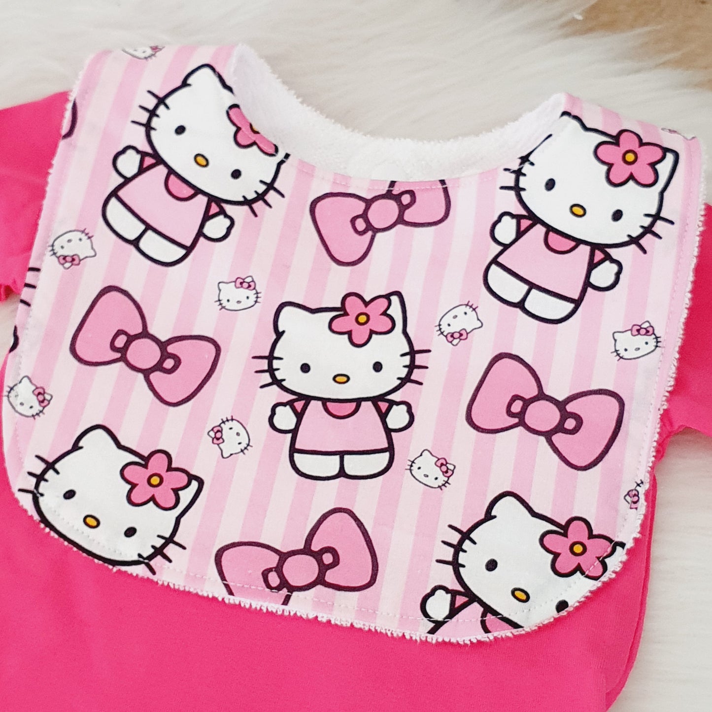 Hello Kitty print Bib, Handmade Baby Bib, Feeding Bib