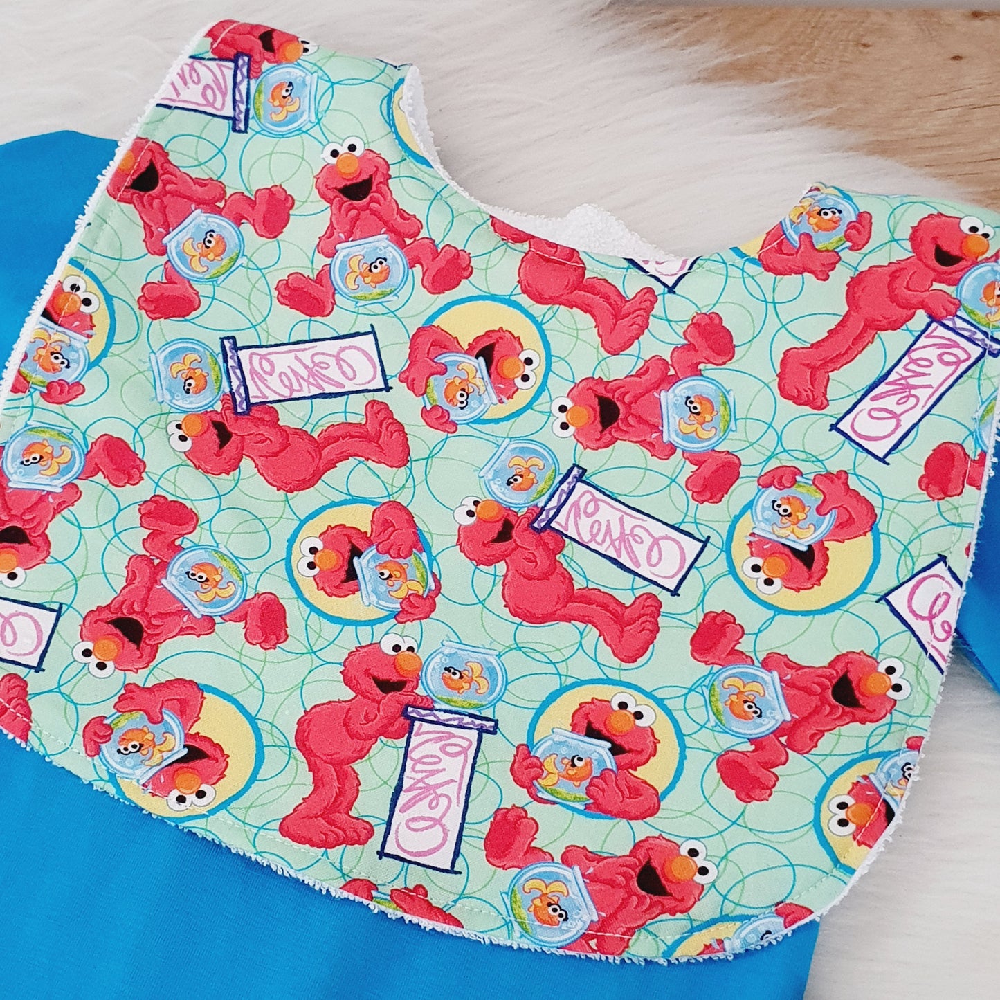 Elmo Bib, Handmade Baby Bib, Large Feeding Bib