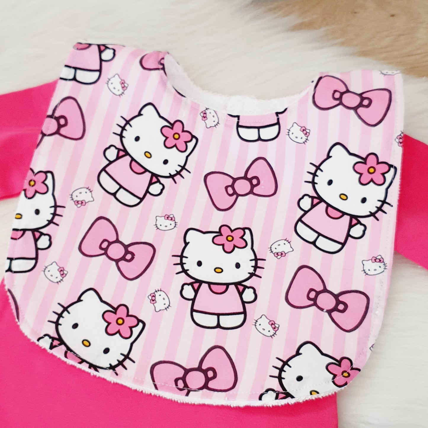 Hello Kitty print Bib, Handmade Baby Bib, Large Feeding Bib