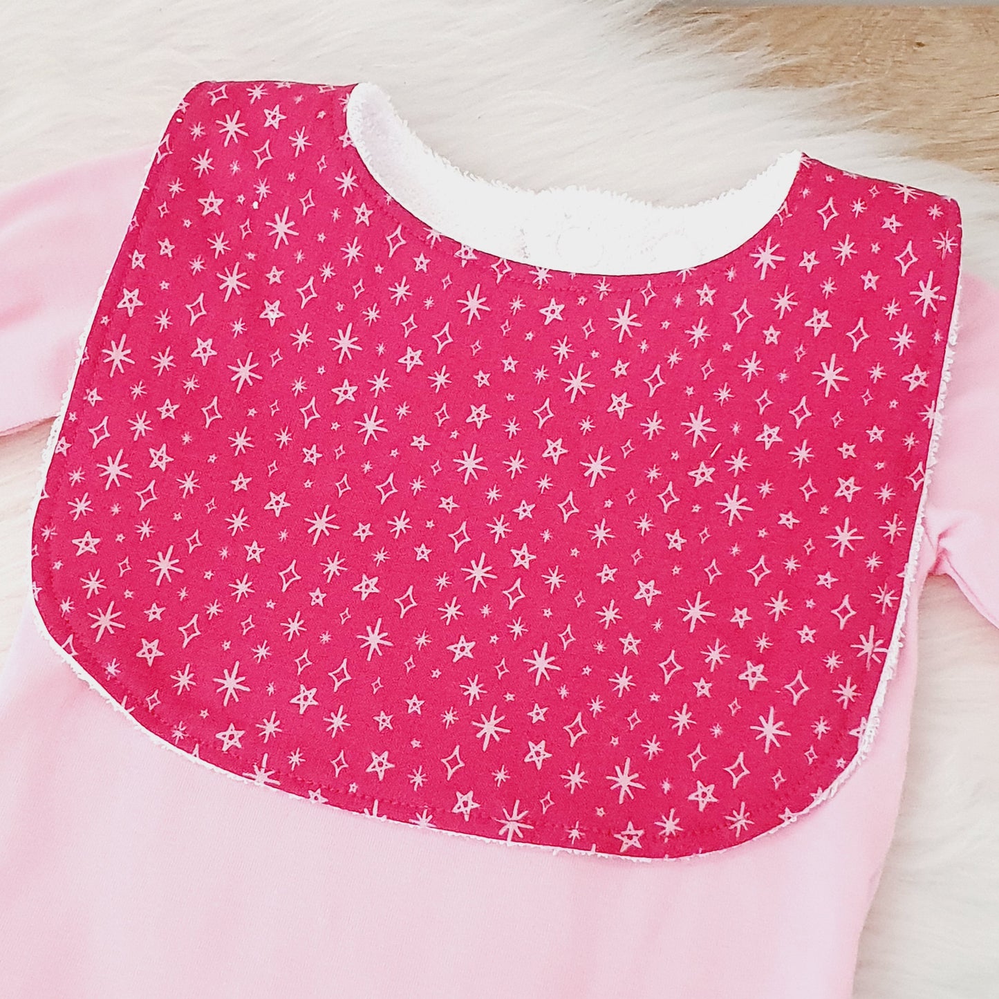 Fuschia Bib, Handmade Baby Bib, Feeding Bib