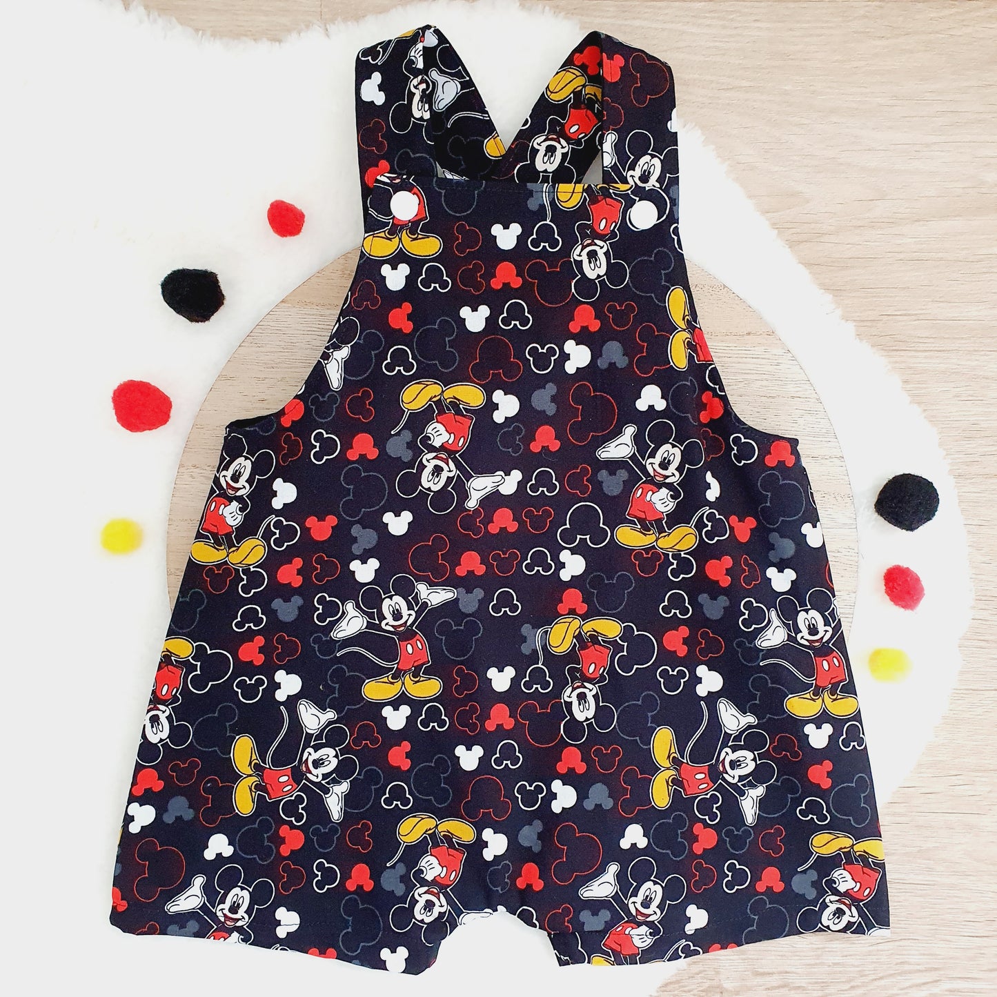 MOUSE print Overalls, Baby Overalls, Short Leg Romper, Size 1