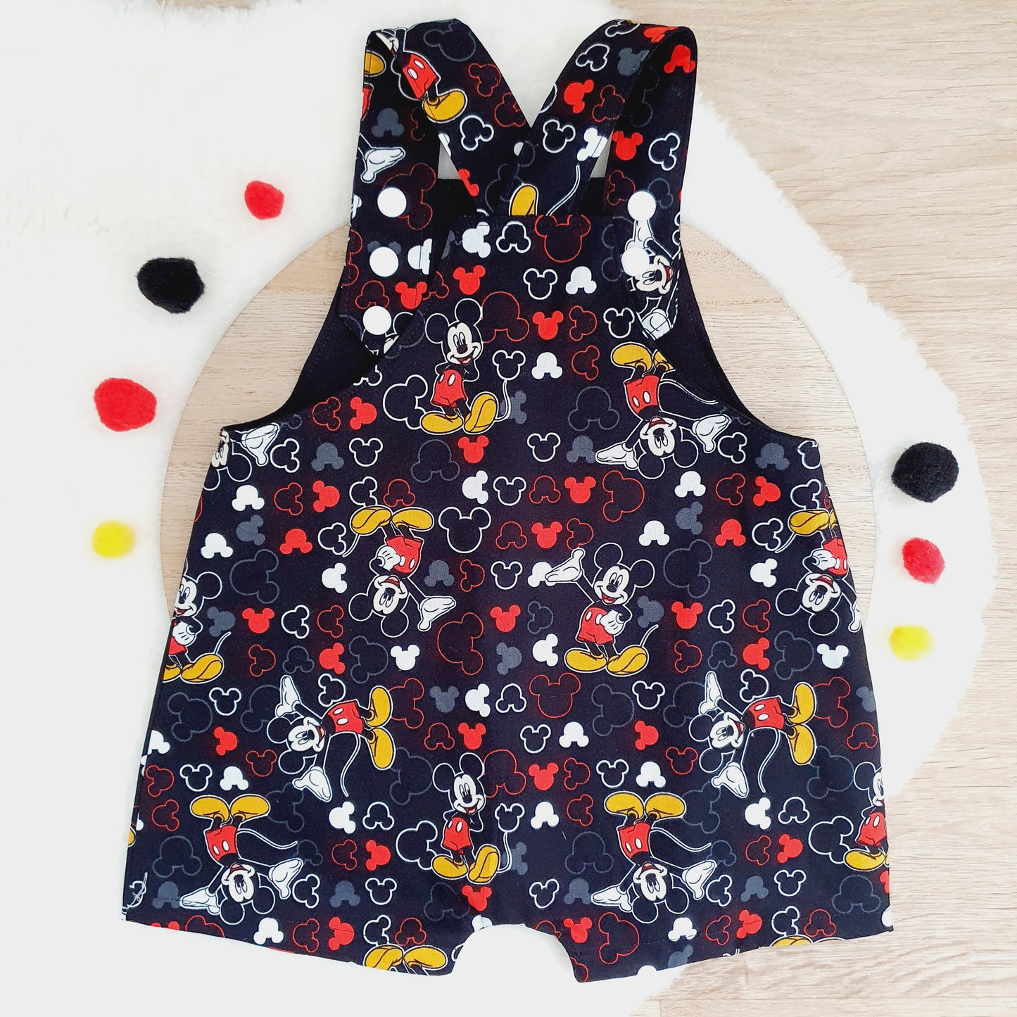 MOUSE print Overalls, Baby Overalls, Short Leg Romper, Size 1
