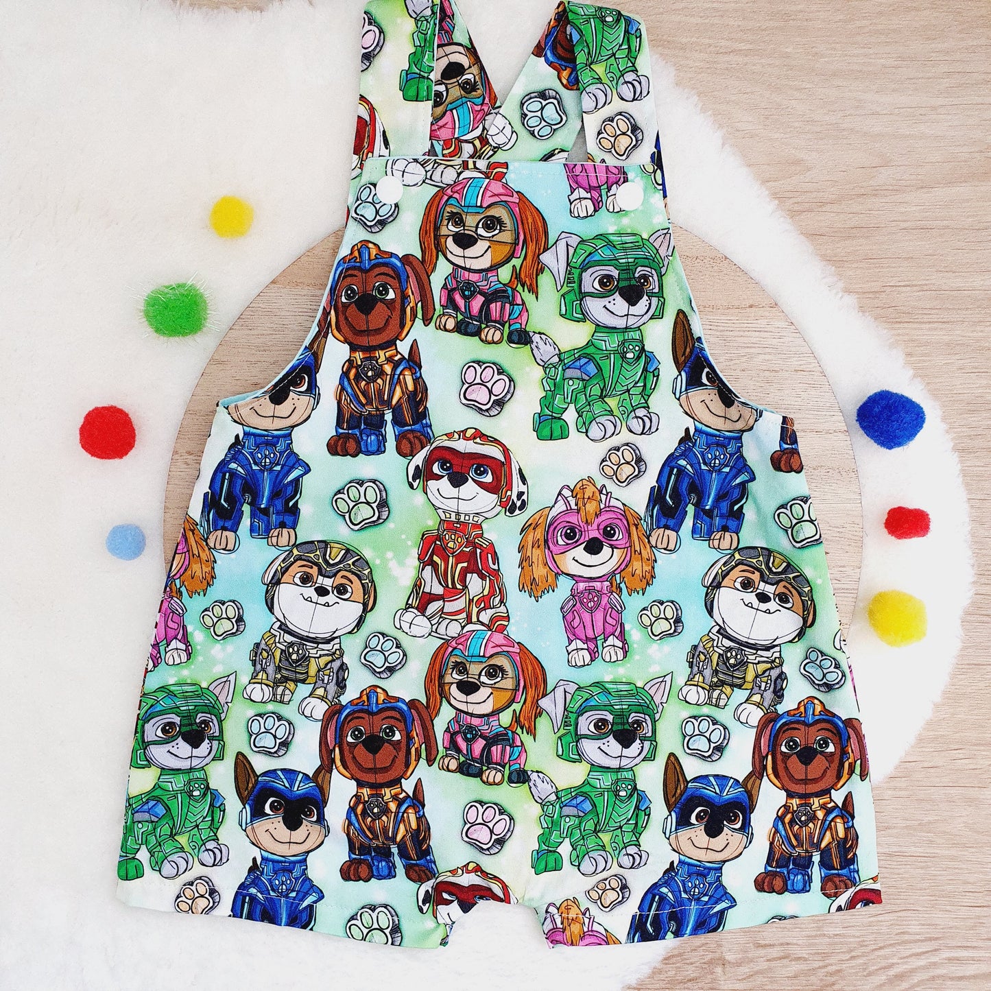 PAW PATROL print Overalls, Baby Overalls, Short Leg Romper, Size 1