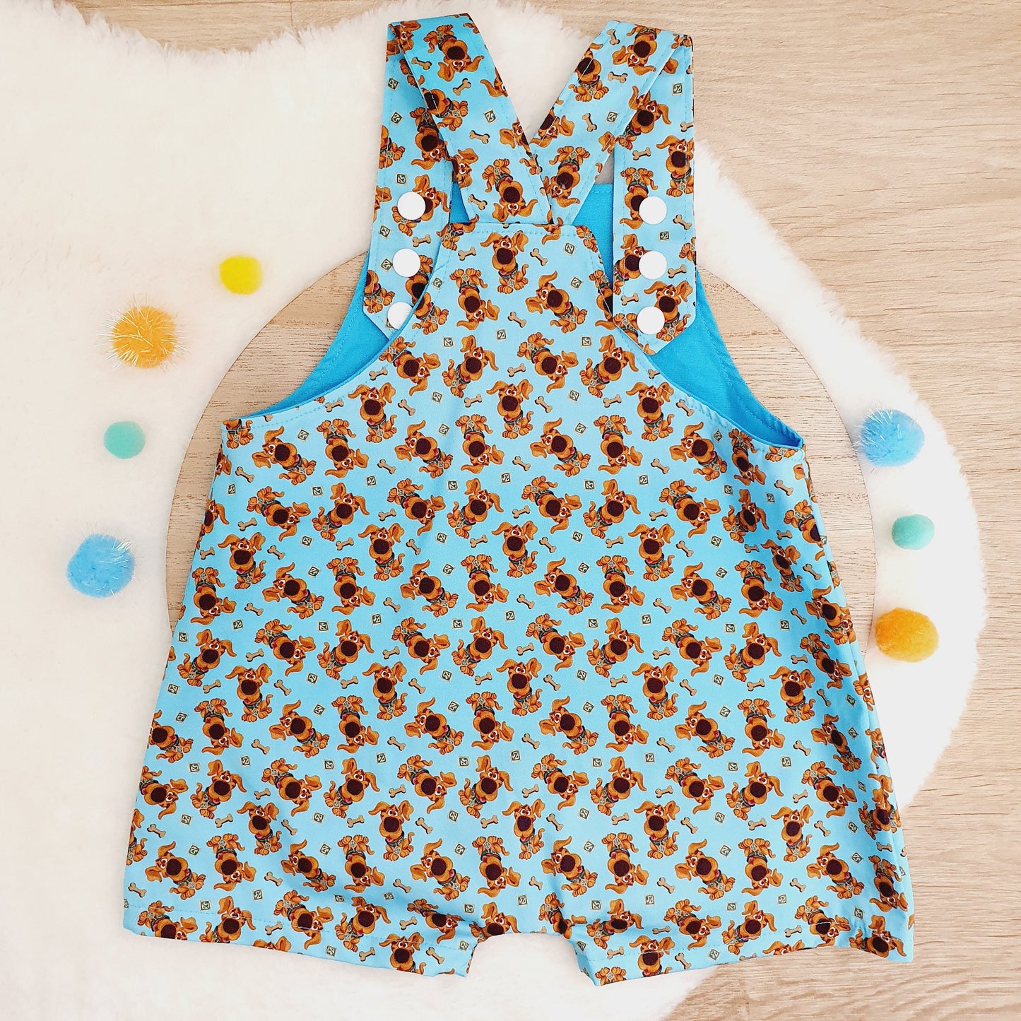 SCOOBS print Overalls, Baby Overalls, Short Leg Romper, Size 1
