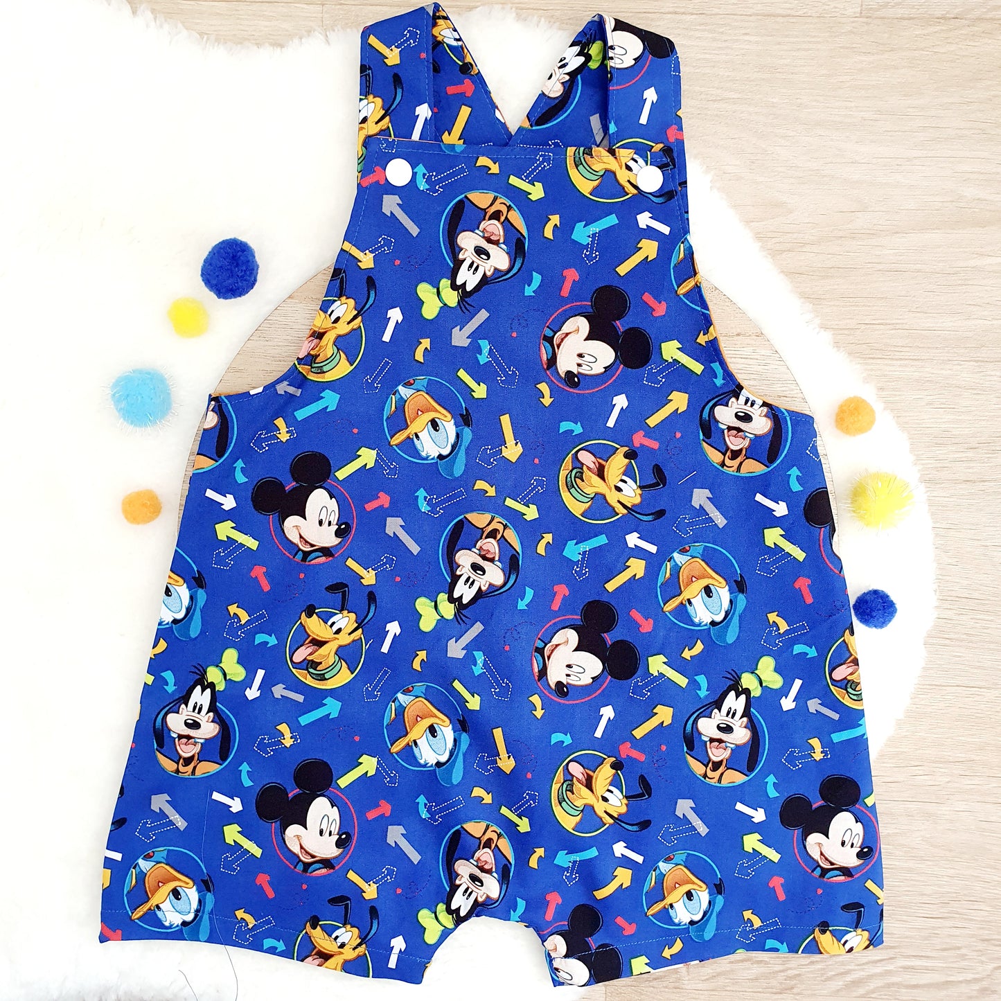 MOUSE print Overalls, Baby / Toddler Overalls, Short Leg Romper, Size 2