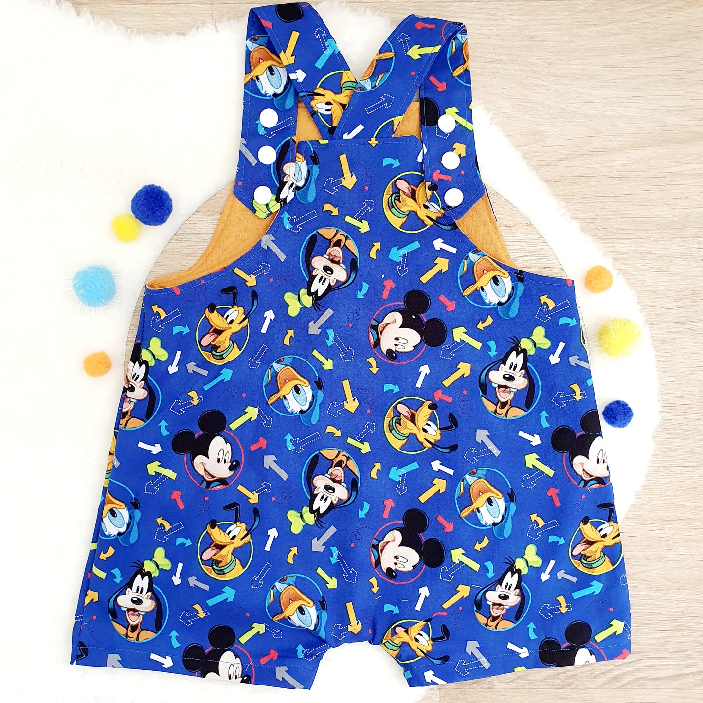 MOUSE print Overalls, Baby / Toddler Overalls, Short Leg Romper, Size 2