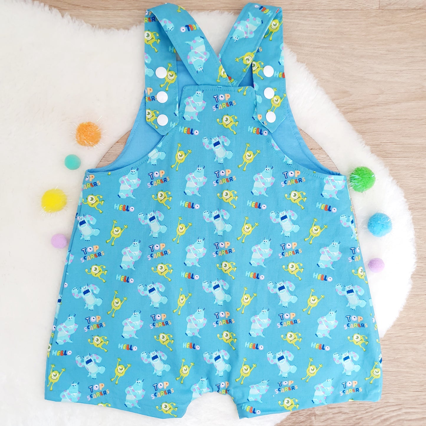 MONSTERS print print Overalls, Baby / Toddler Overalls, Short Leg Romper, Size 2