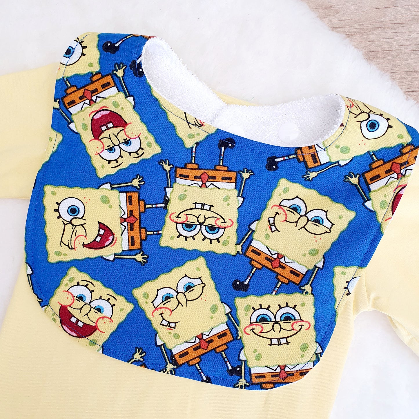 Spongebob Bib, Handmade Baby Bib, Feeding Bib