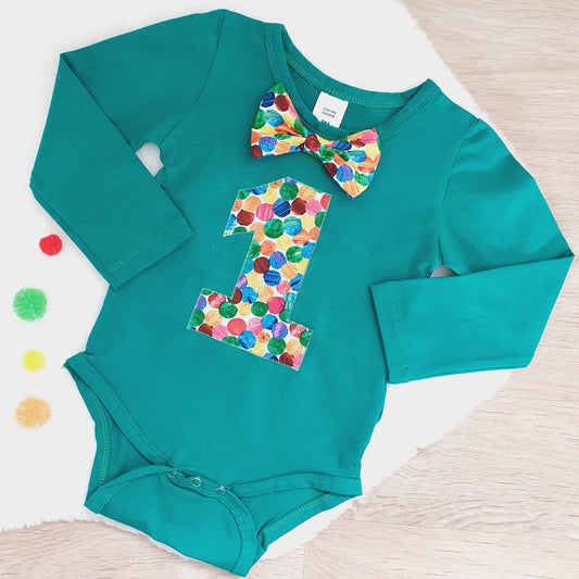 Boys 1st Birthday Long Sleeve Bodysuit, Size 2