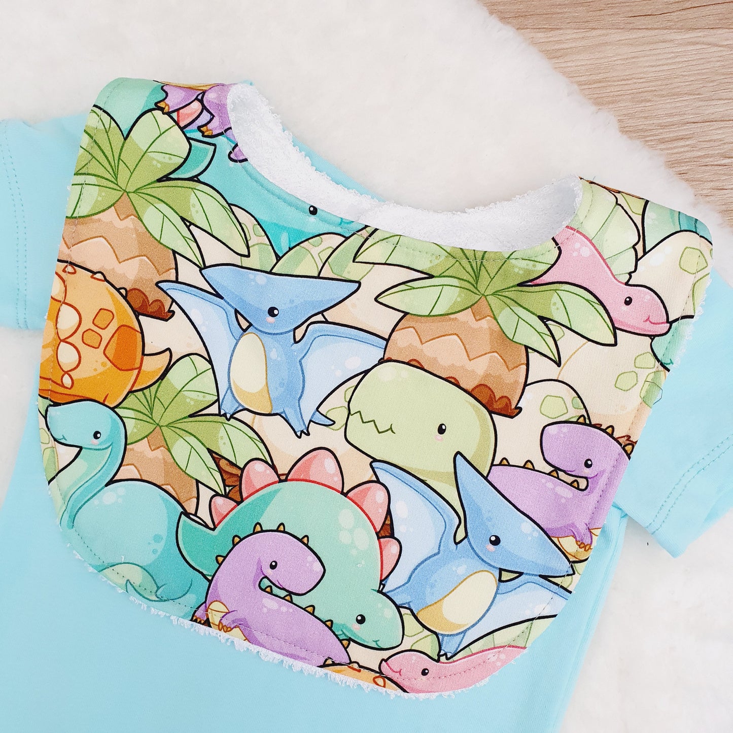 Dinosaurs Bib, Handmade Baby Bib, Feeding Bib