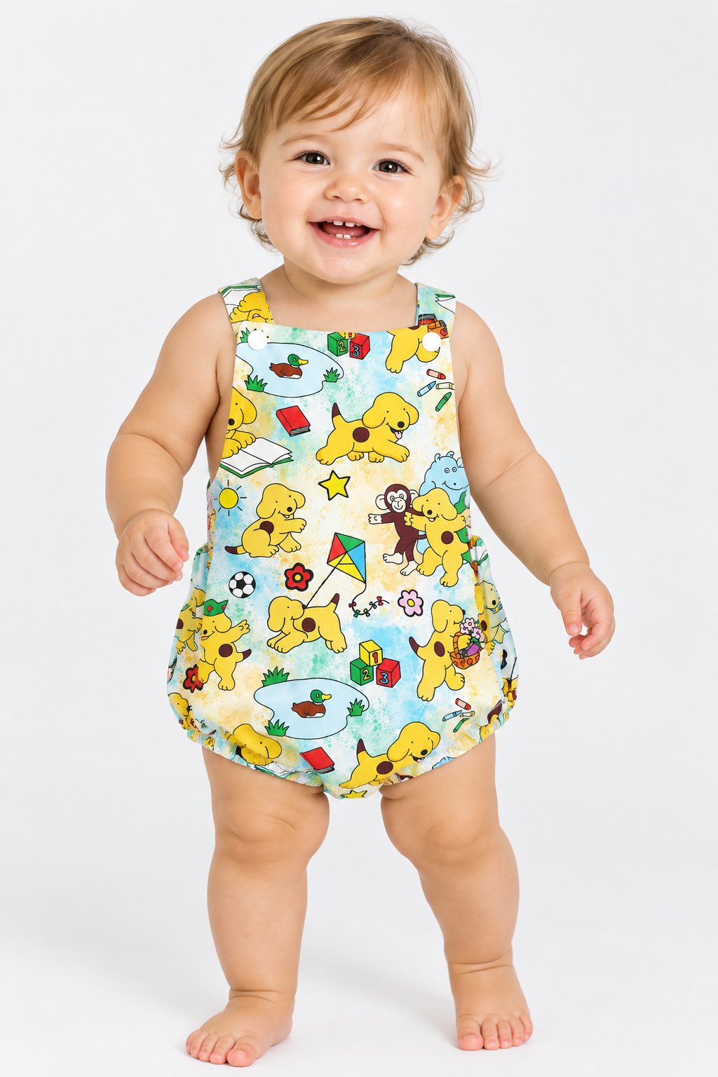 SPOT DOG print Baby / Toddler Handmade Romper, Size 0