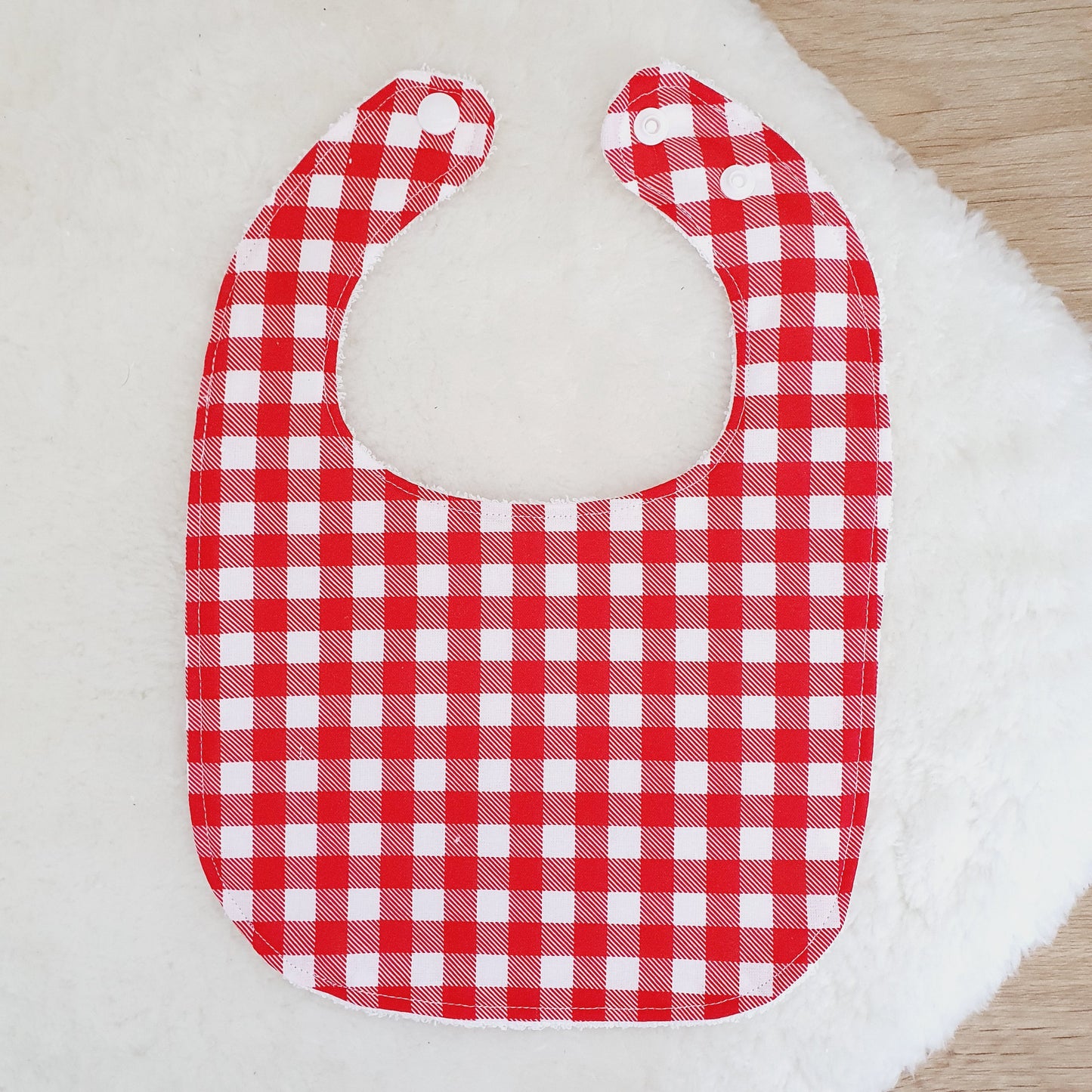RED GINGHAM Bib, Handmade Baby Bib, Feeding Bib
