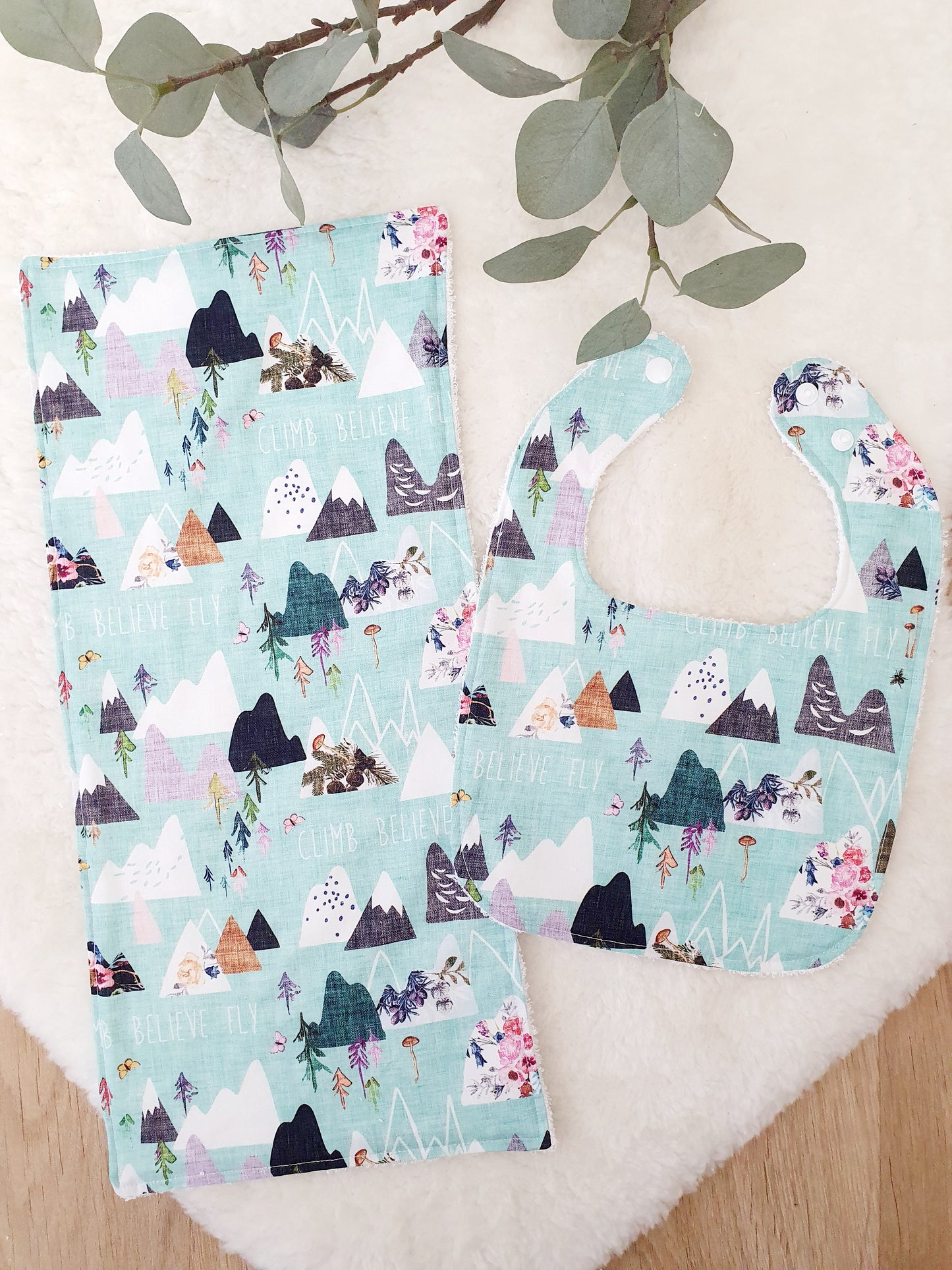 Baby Bib and Burp Cloth Gift Set, Baby Shower Gift, Newborn Gift, Baby Gift