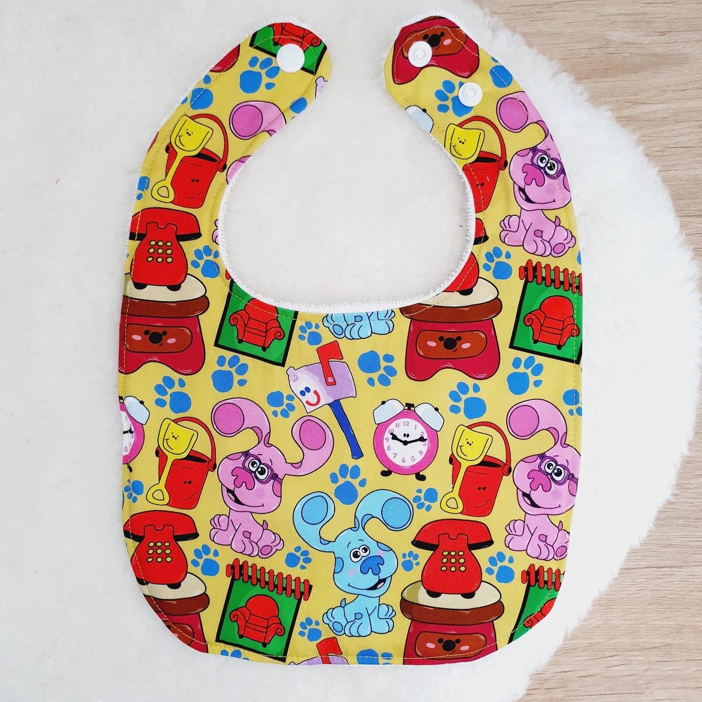 BLUES CLUES print Bib, Handmade Baby Bib, Feeding Bib