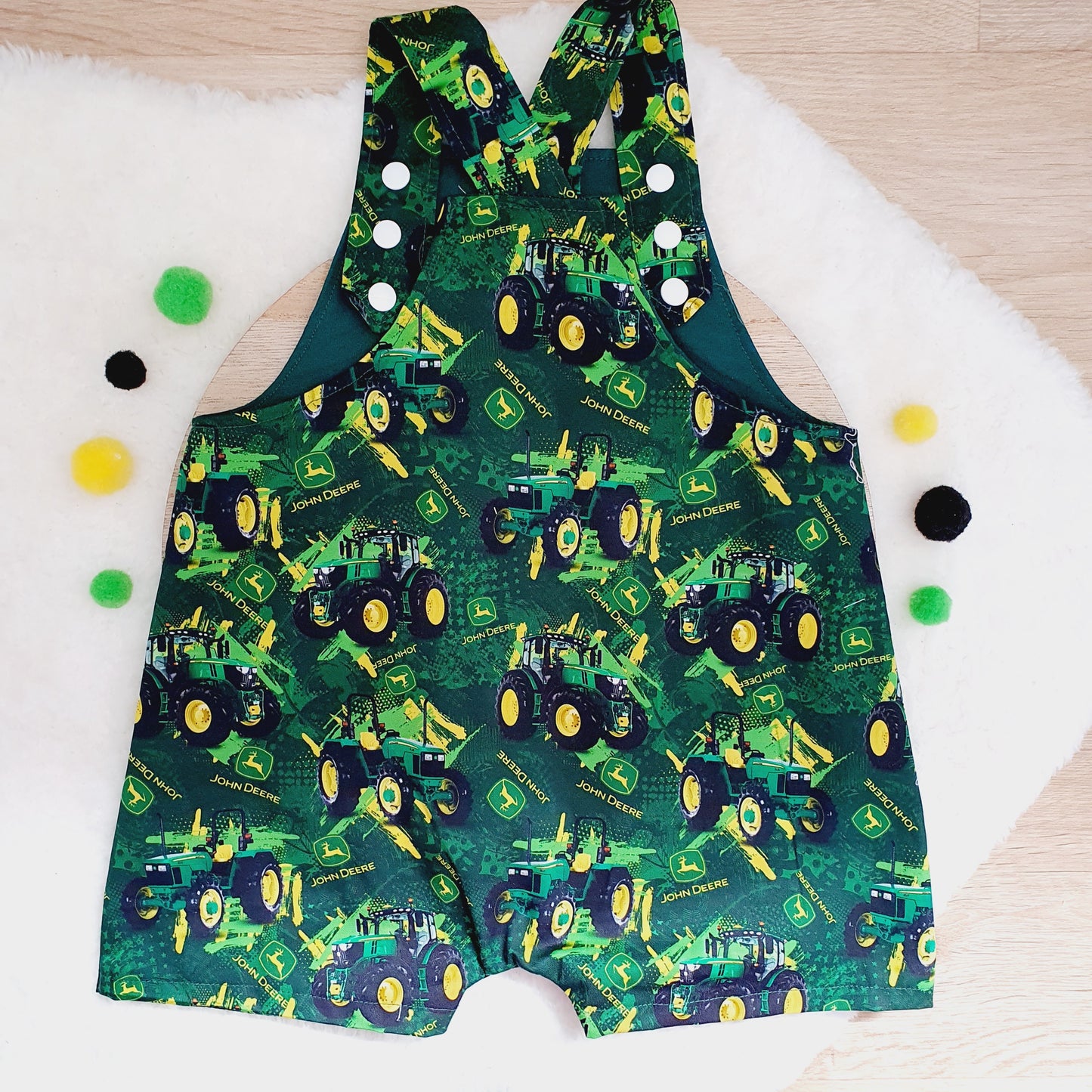 TRACTOR print Overalls, Baby / Toddler Overalls, Short Leg Romper, Size 2