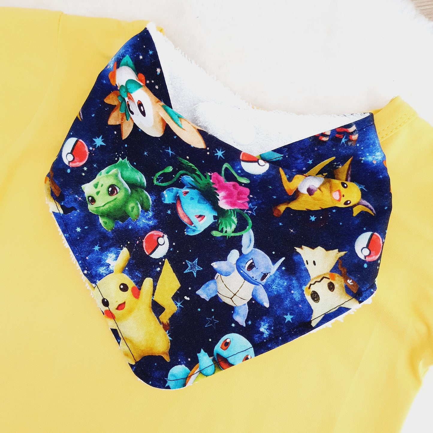 Pokemon print Bandana Dribble Bib - Bamboo Backed Ultra Absorbent Bib