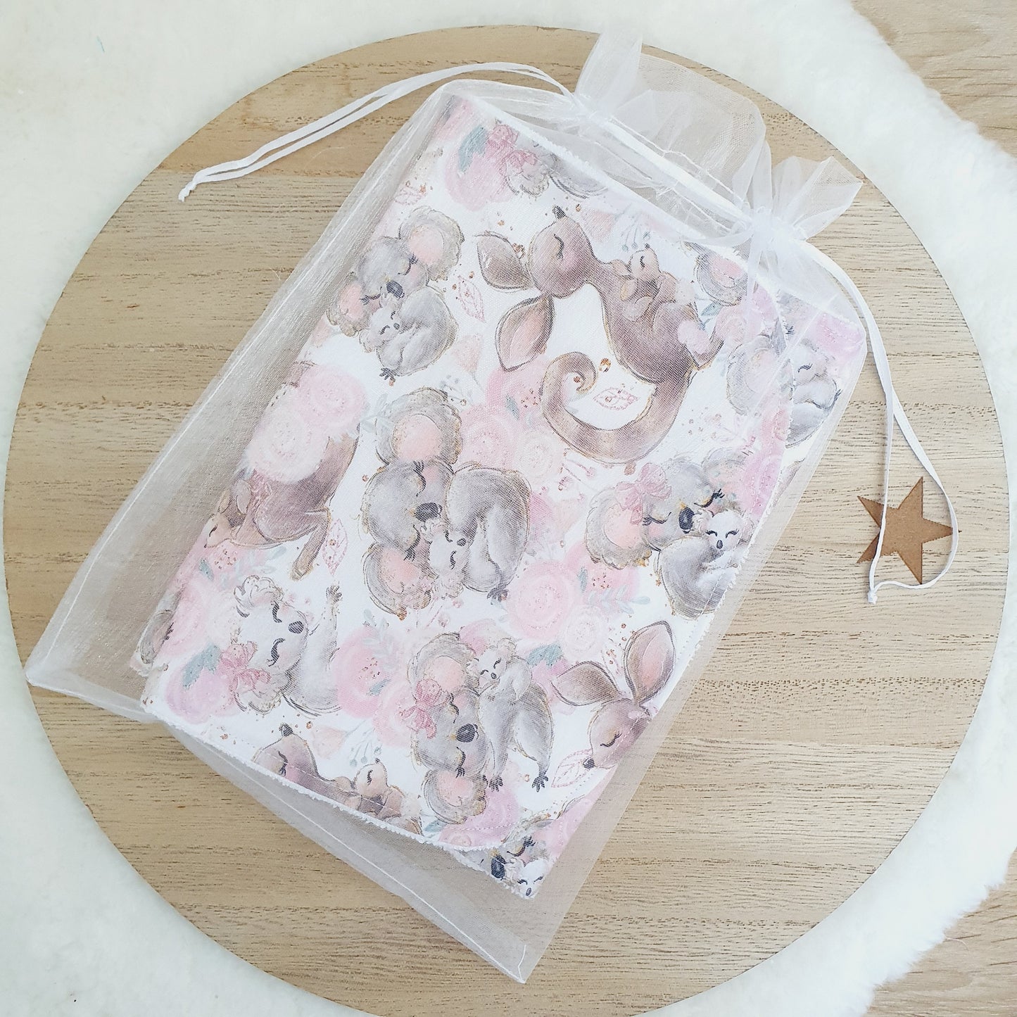 Kangaroo & Koala Joeys Baby Bib and Burp Cloth Gift Set, Baby Shower Gift, Newborn Gift