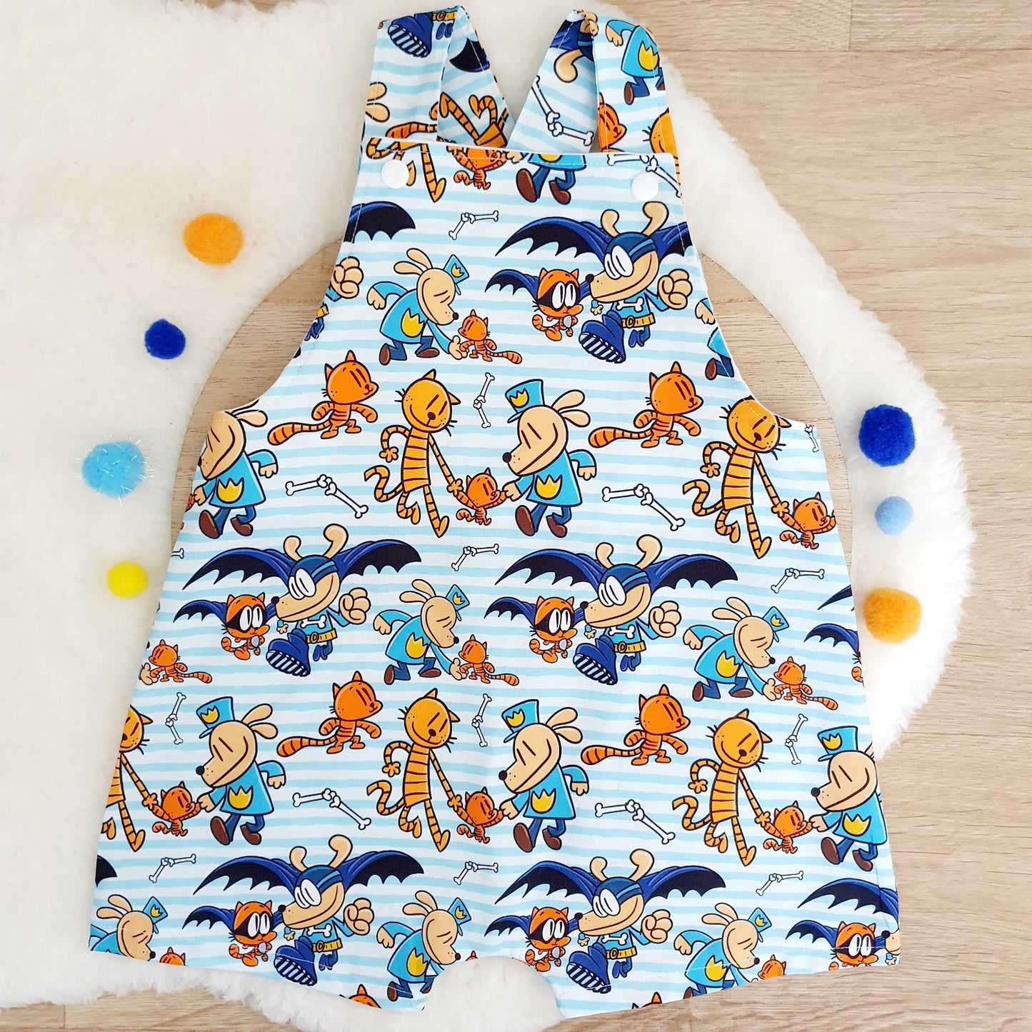 DOGMAN print Overalls, Baby / Toddler Overalls, Short Leg Romper, Size 2