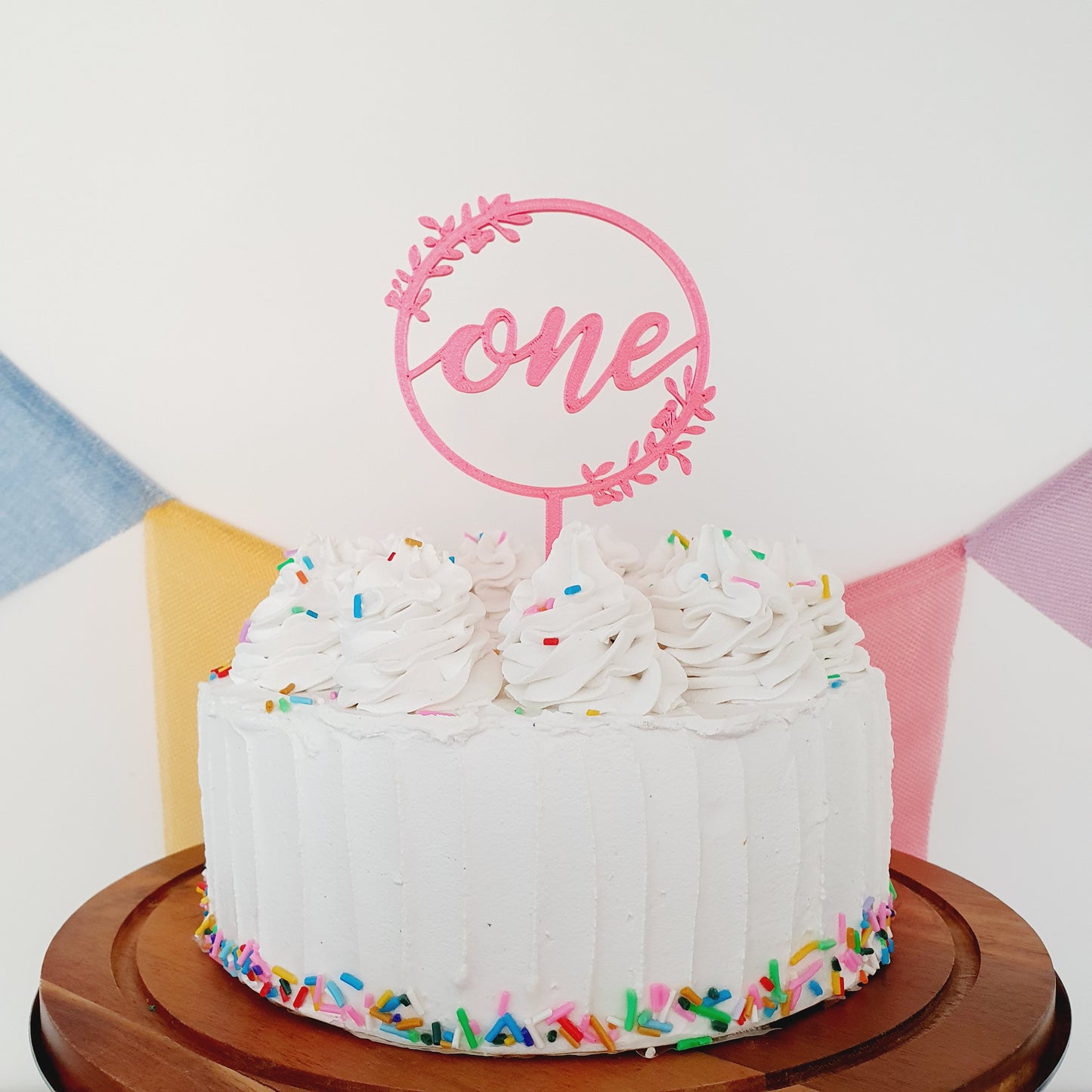 ONE Cake Topper - Bright Pink