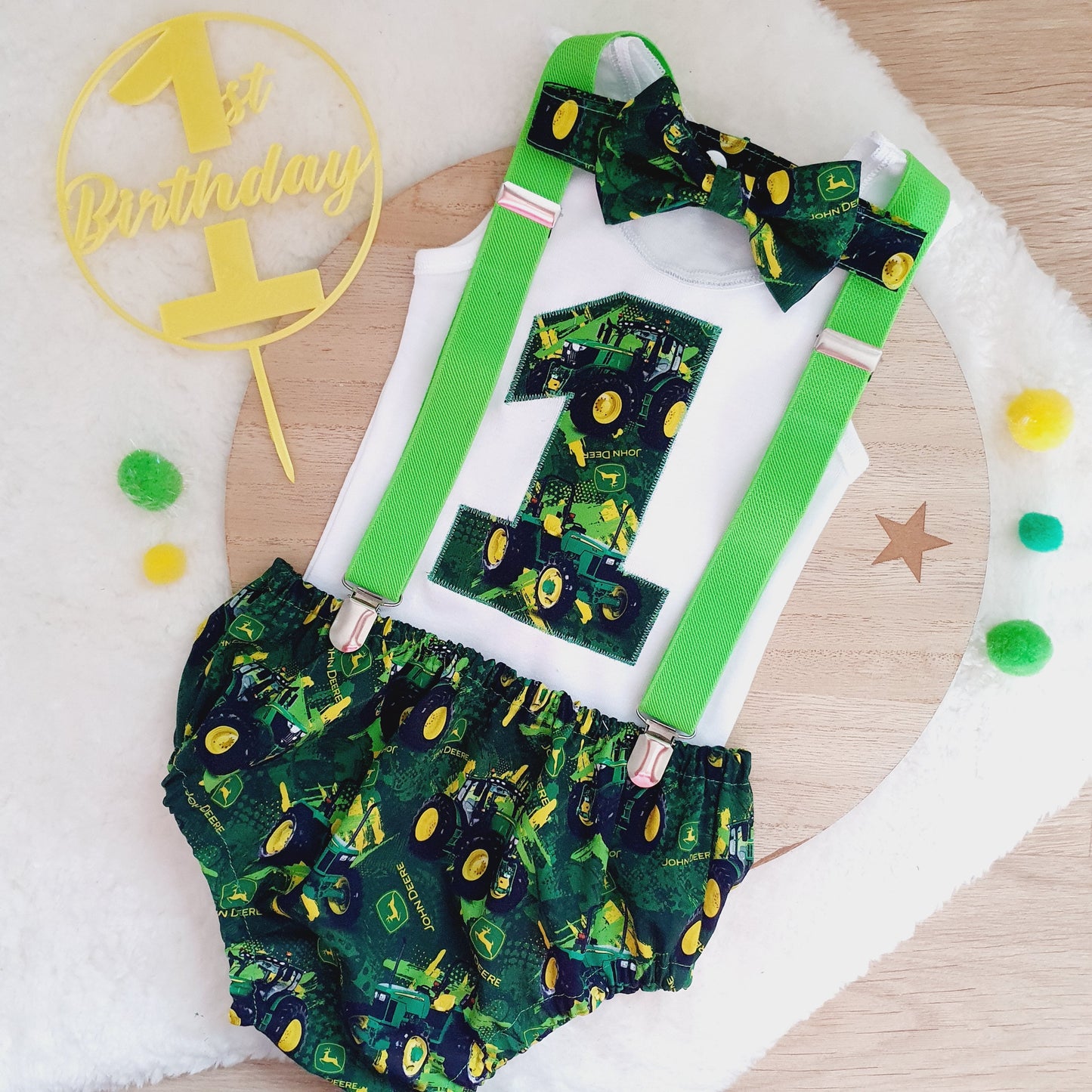 Tractor Boys 1st Birthday Outfit, Size 1