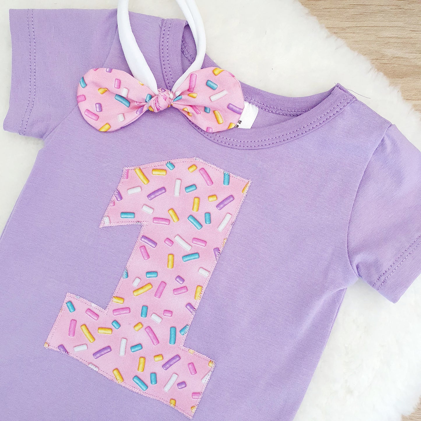 Girls 1st Birthday Short Sleeve Bodysuit & Headband Set, Size 0