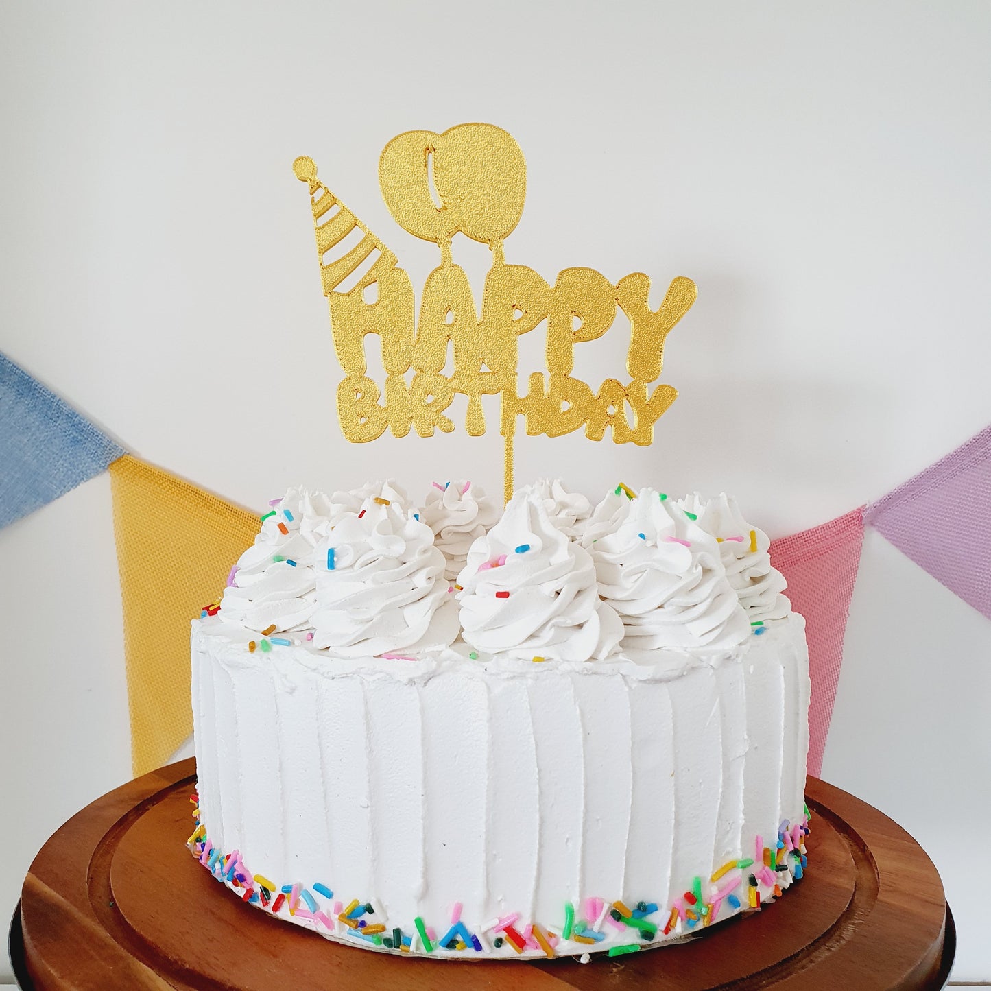HAPPY BIRTHDAY Cake Topper - Gold