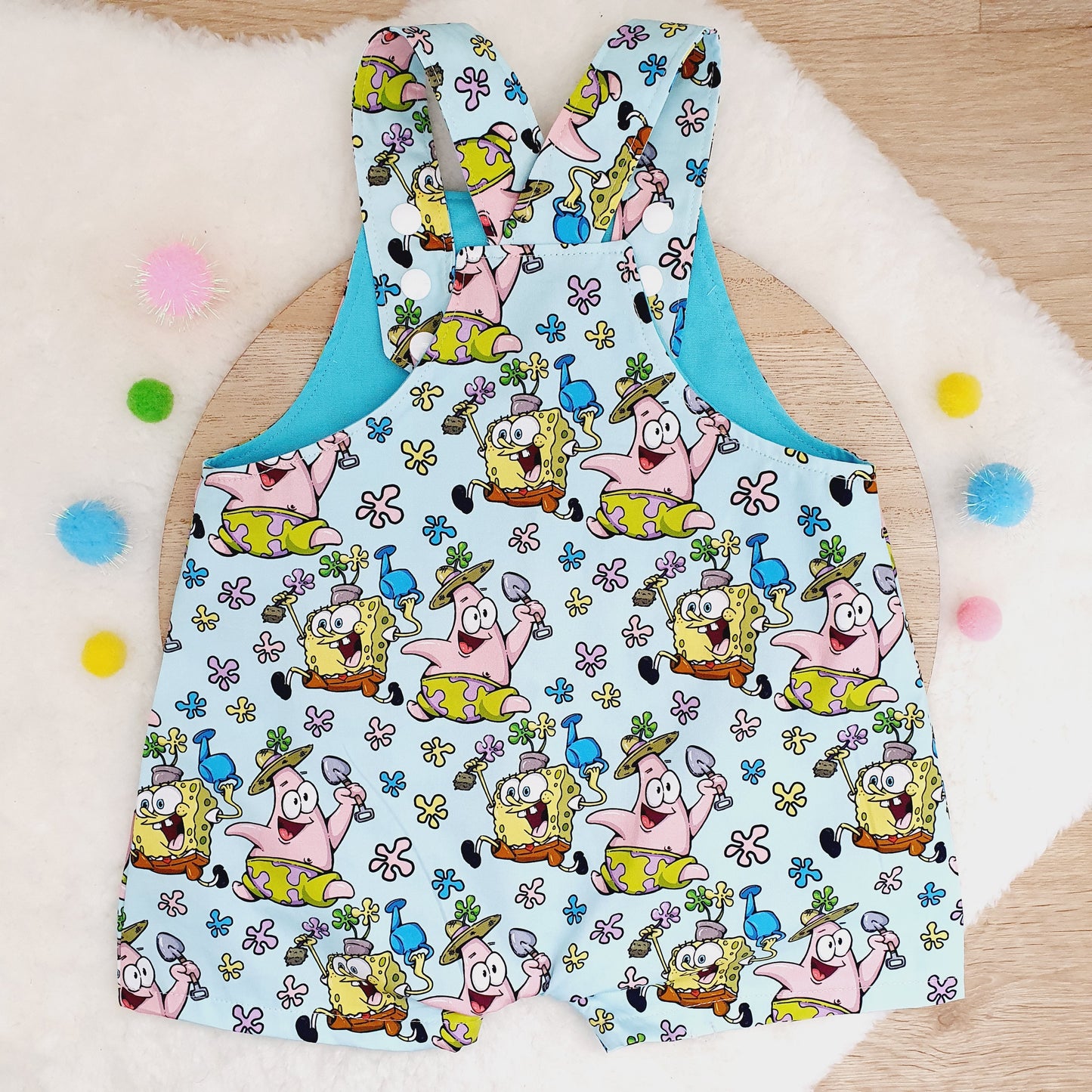SPONGEBOB print Overalls, Baby Overalls, Short Leg Romper, Size 1