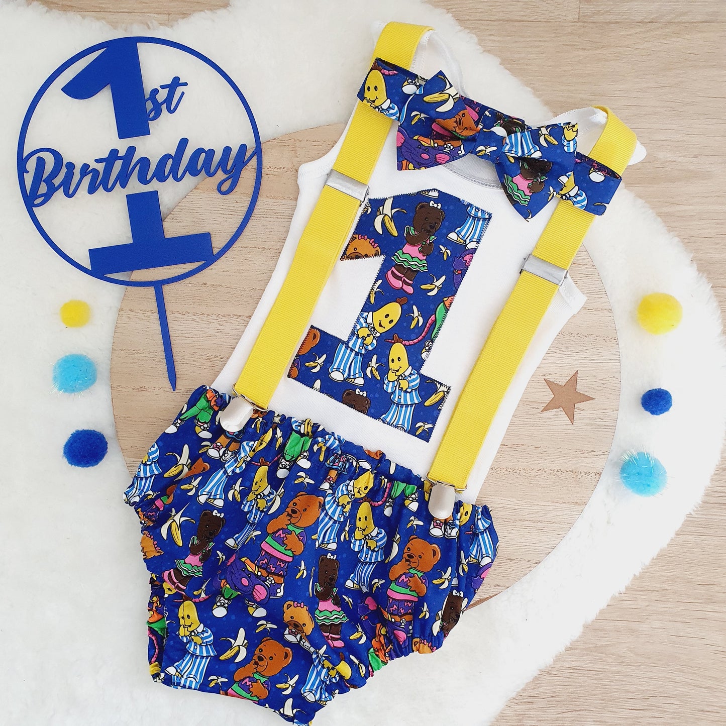 BANANAS print Boys 1st Birthday Outfit, Size 0