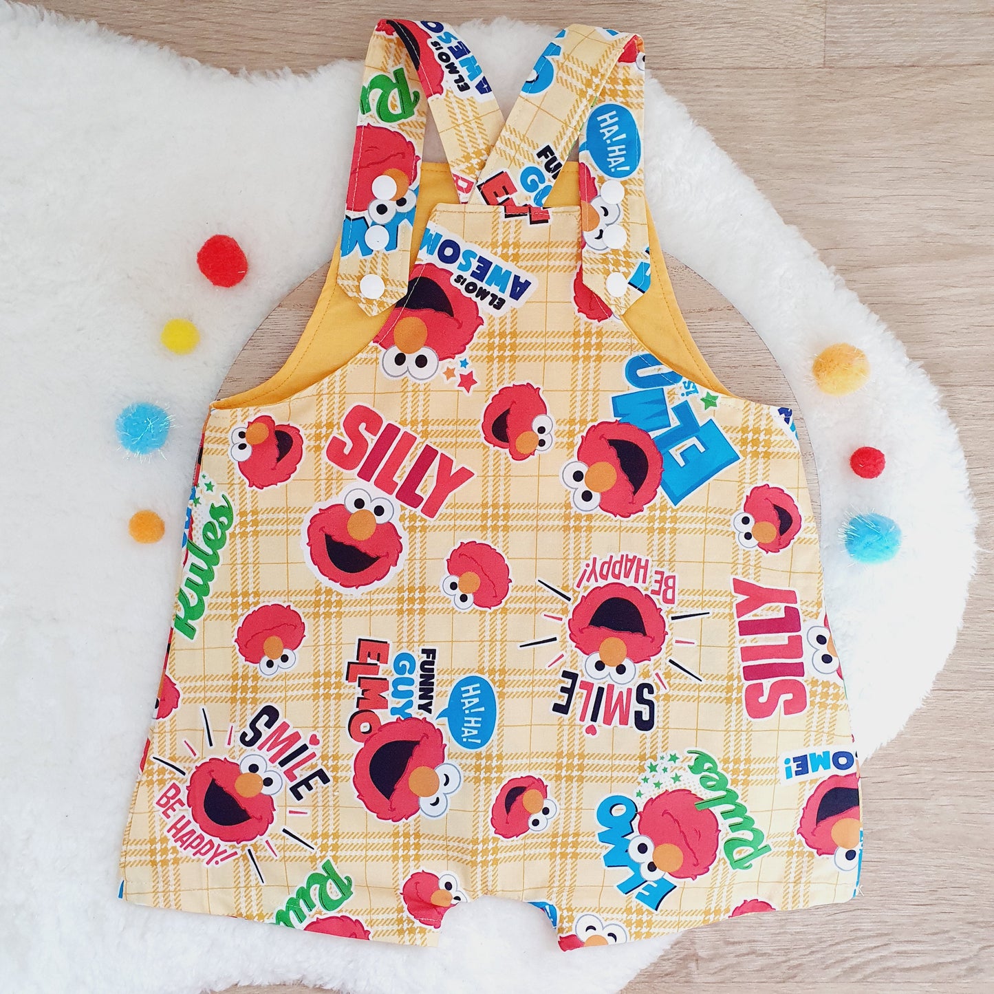 ELMO print Overalls, Baby / Toddler Overalls, Short Leg Romper, Size 2