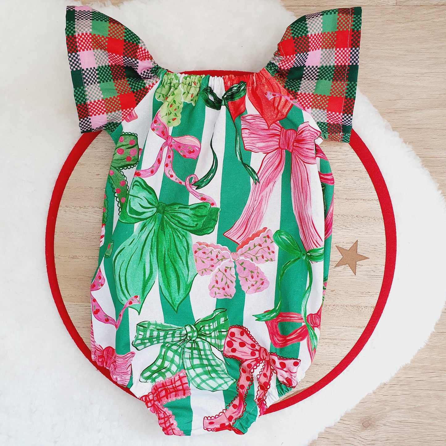 FESTIVE BOWS Baby Girl Playsuit, Size 0