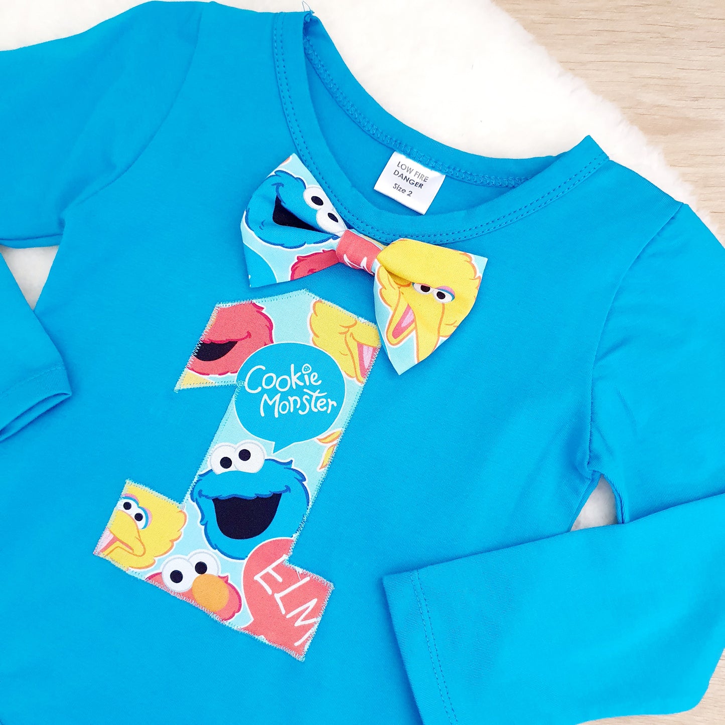 Boys 1st Birthday Long Sleeve Bodysuit, Size 2, Sesame Street print