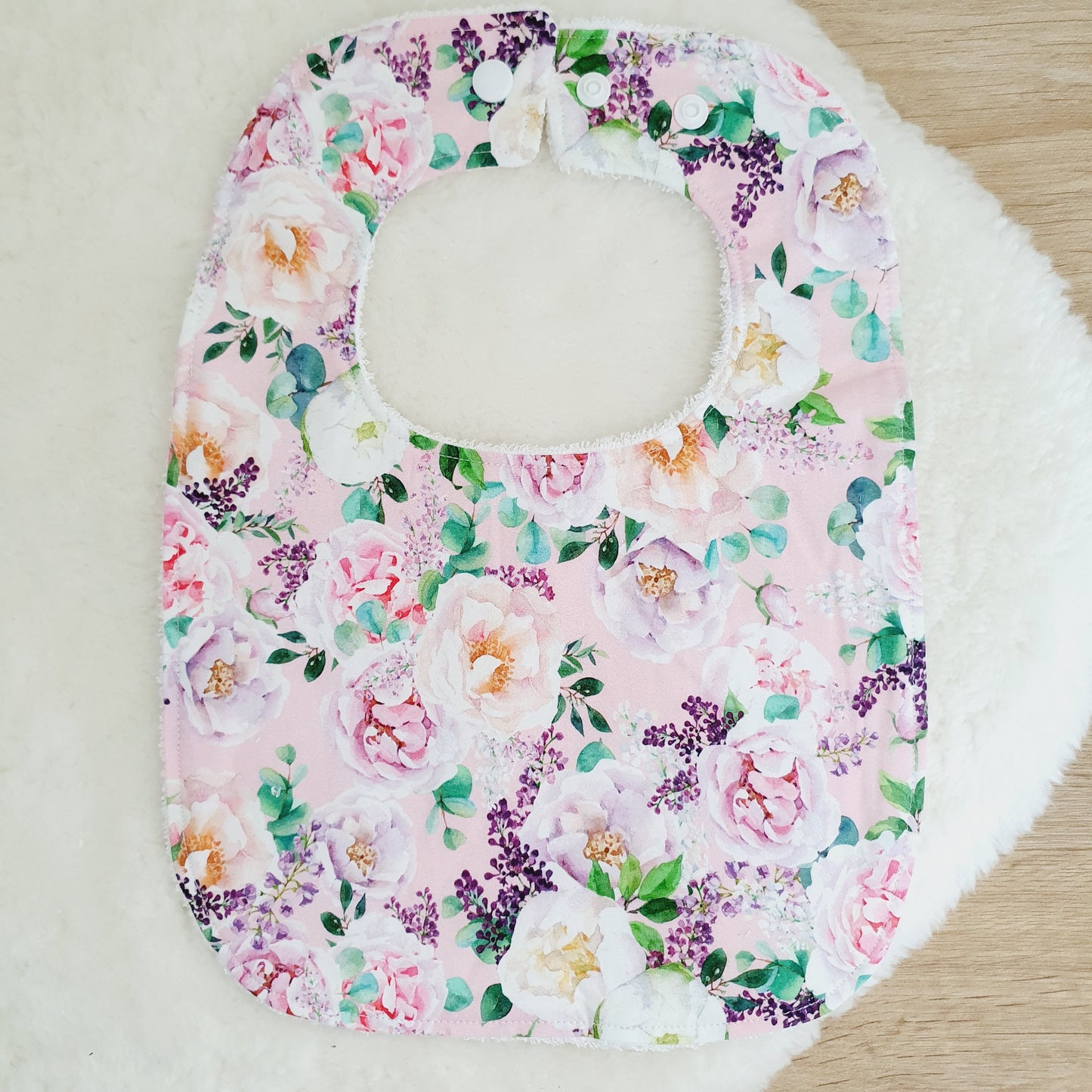 Floral Bib, Handmade Baby Bib, Large Feeding Bib