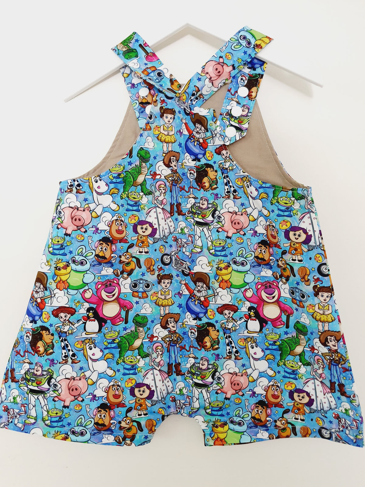 TOY STORY print Overalls, Baby / Toddler Overalls, Short Leg Romper, Size 2
