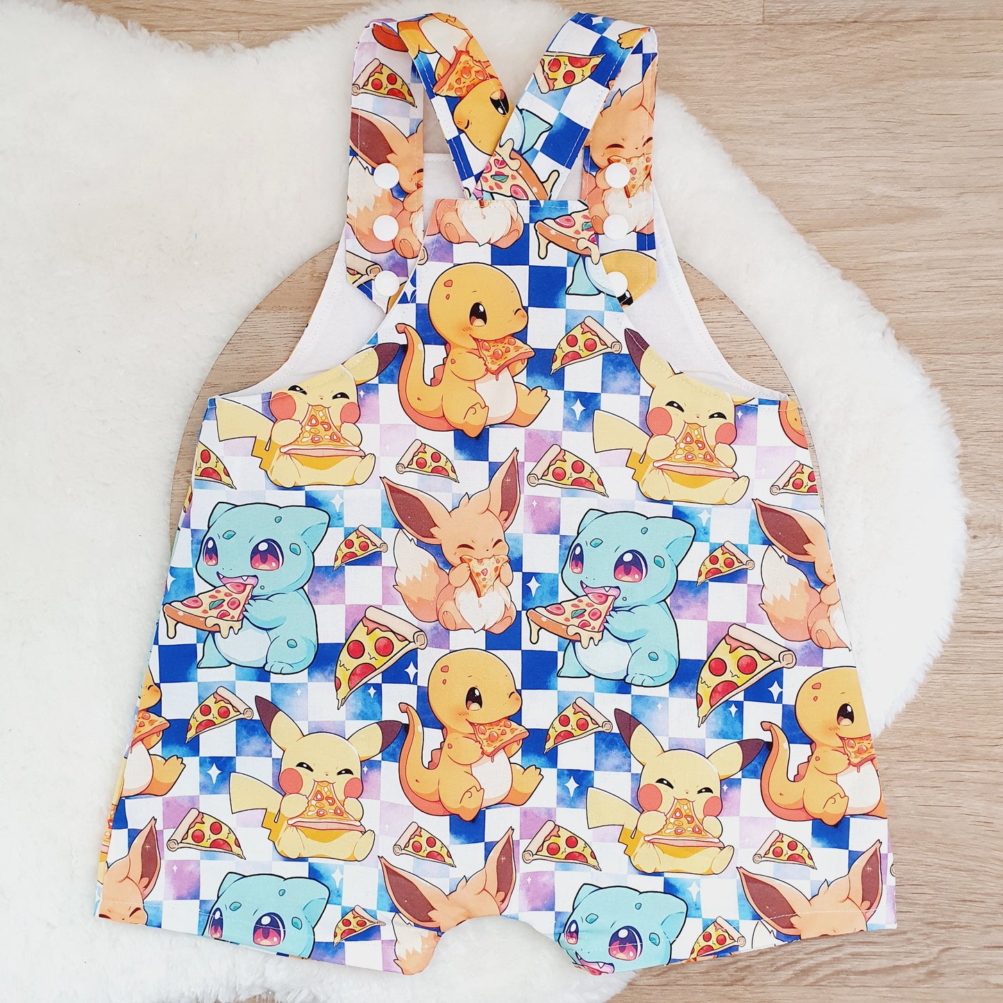 POKEMON print Overalls, Baby / Toddler Overalls, Short Leg Romper, Size 2