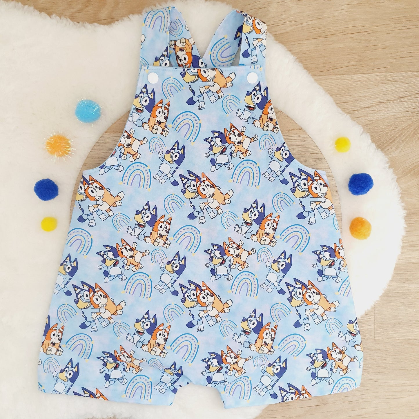 BLUE DOG print Overalls, Baby / Toddler Overalls, Short Leg Romper, Size 2