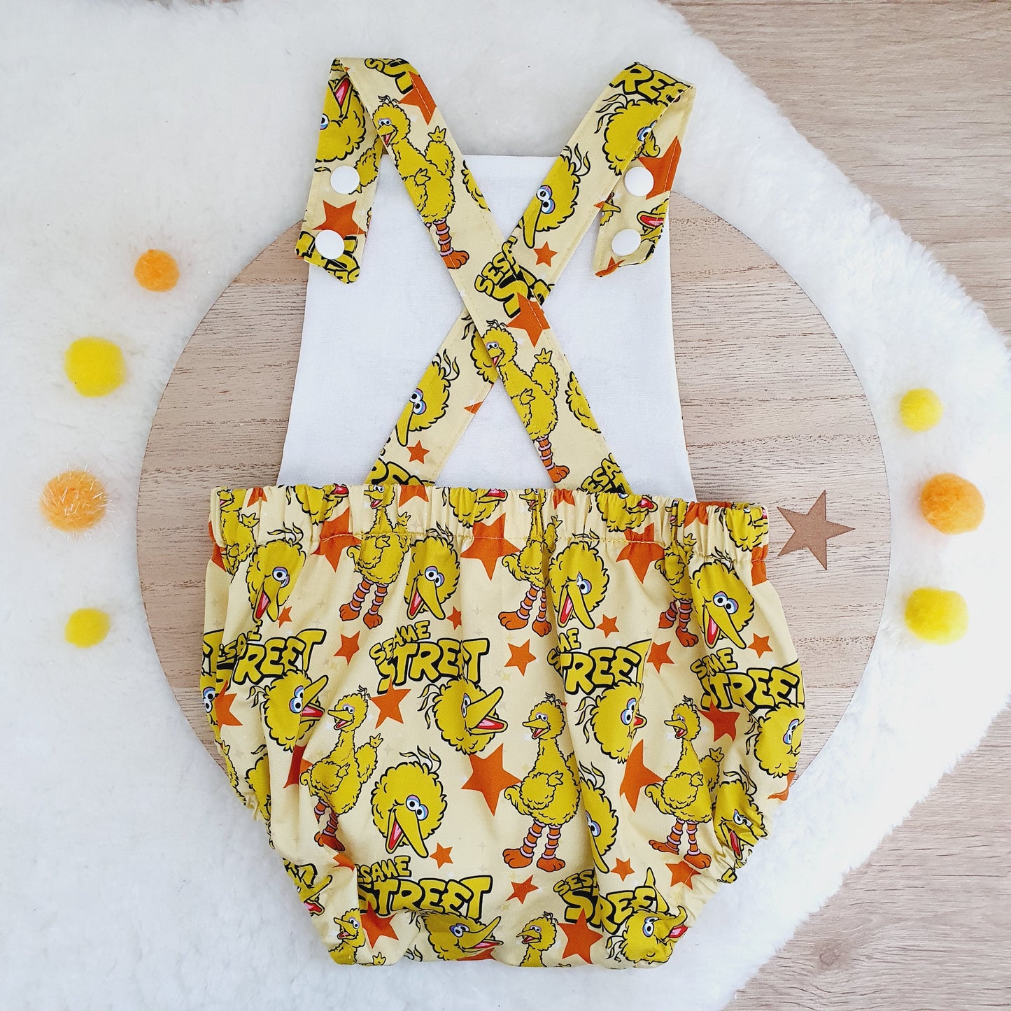 BIG BIRD print Baby Romper, Size 0