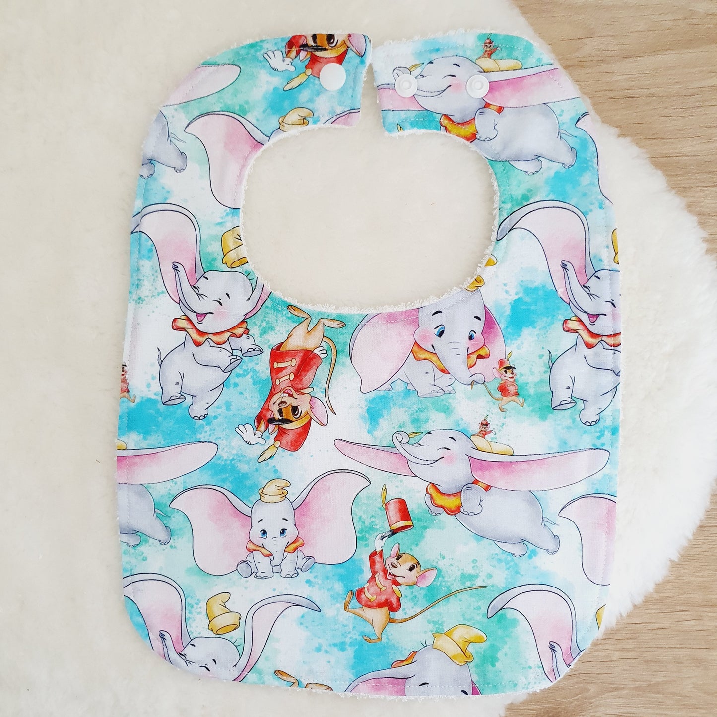 Dumbo Bib, Handmade Baby Bib, Large Feeding Bib
