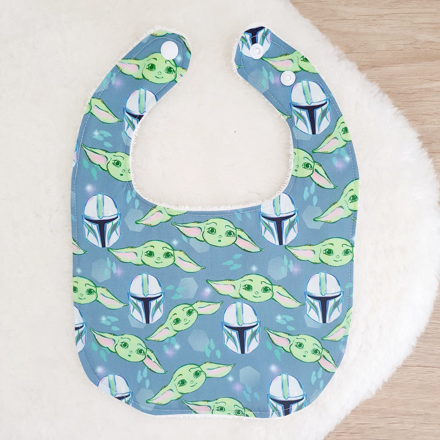 ALIEN HEADS print Bib, Handmade Baby Bib, Feeding Bib