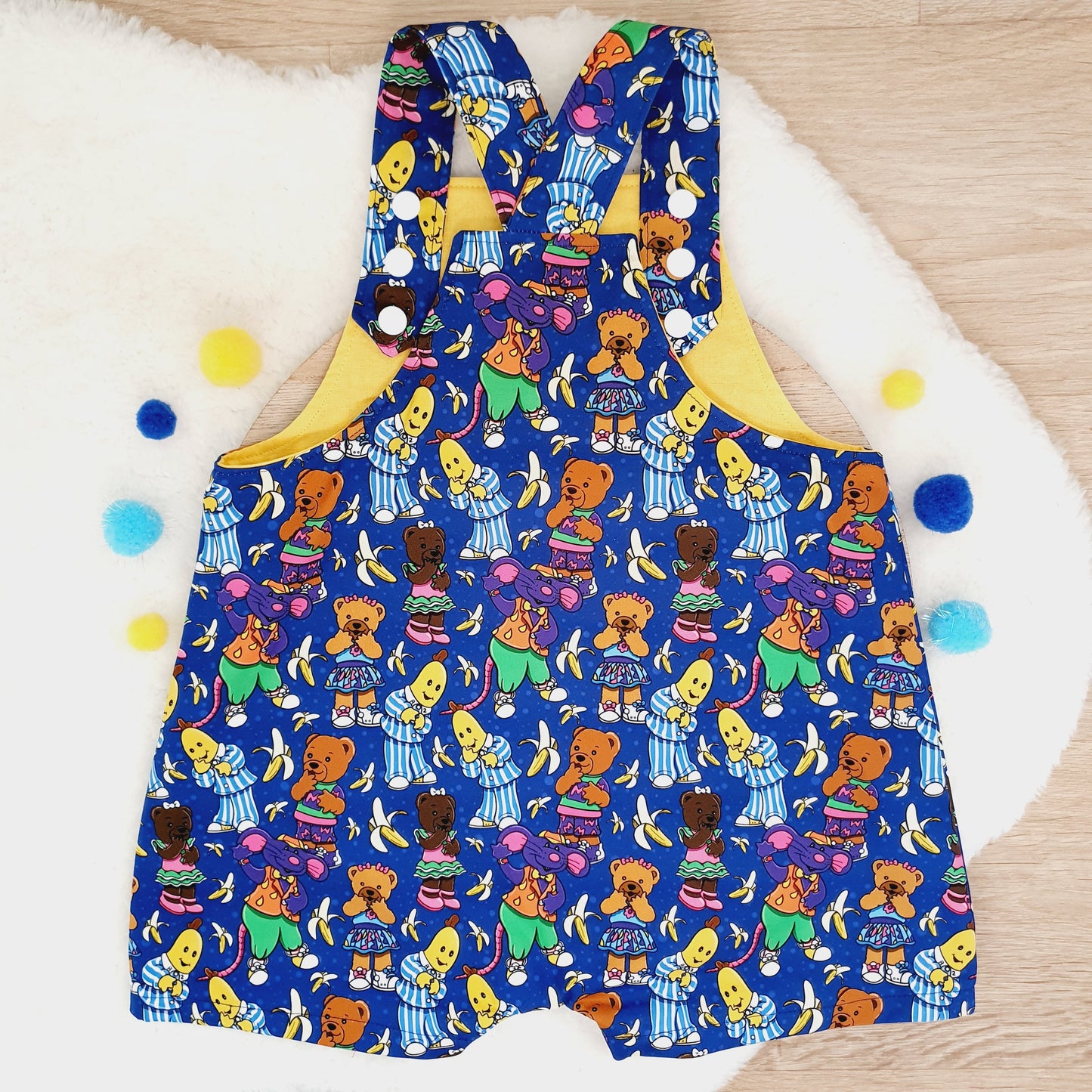 BANANAS print Overalls, Baby / Toddler Overalls, Short Leg Romper, Size 2