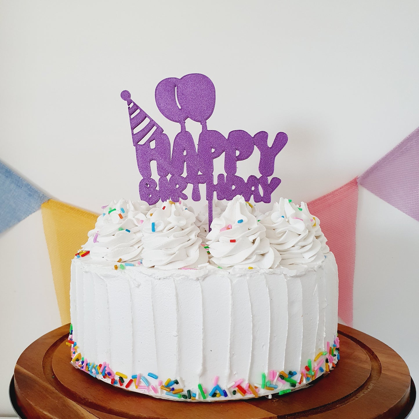 HAPPY BIRTHDAY Cake Topper - Dark Purple