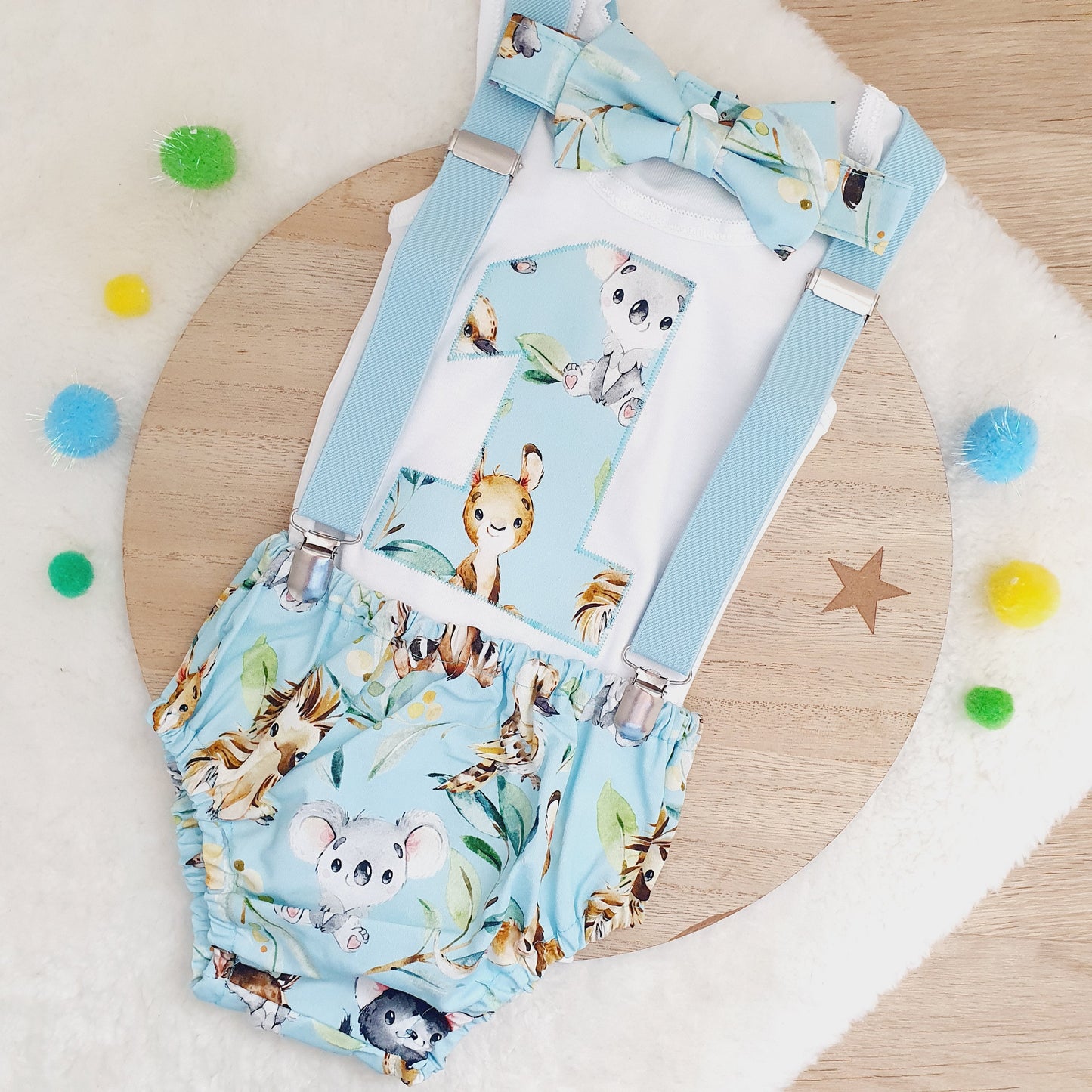AUSSIE ANIMALS Boys 1st Birthday Outfit, Size 0