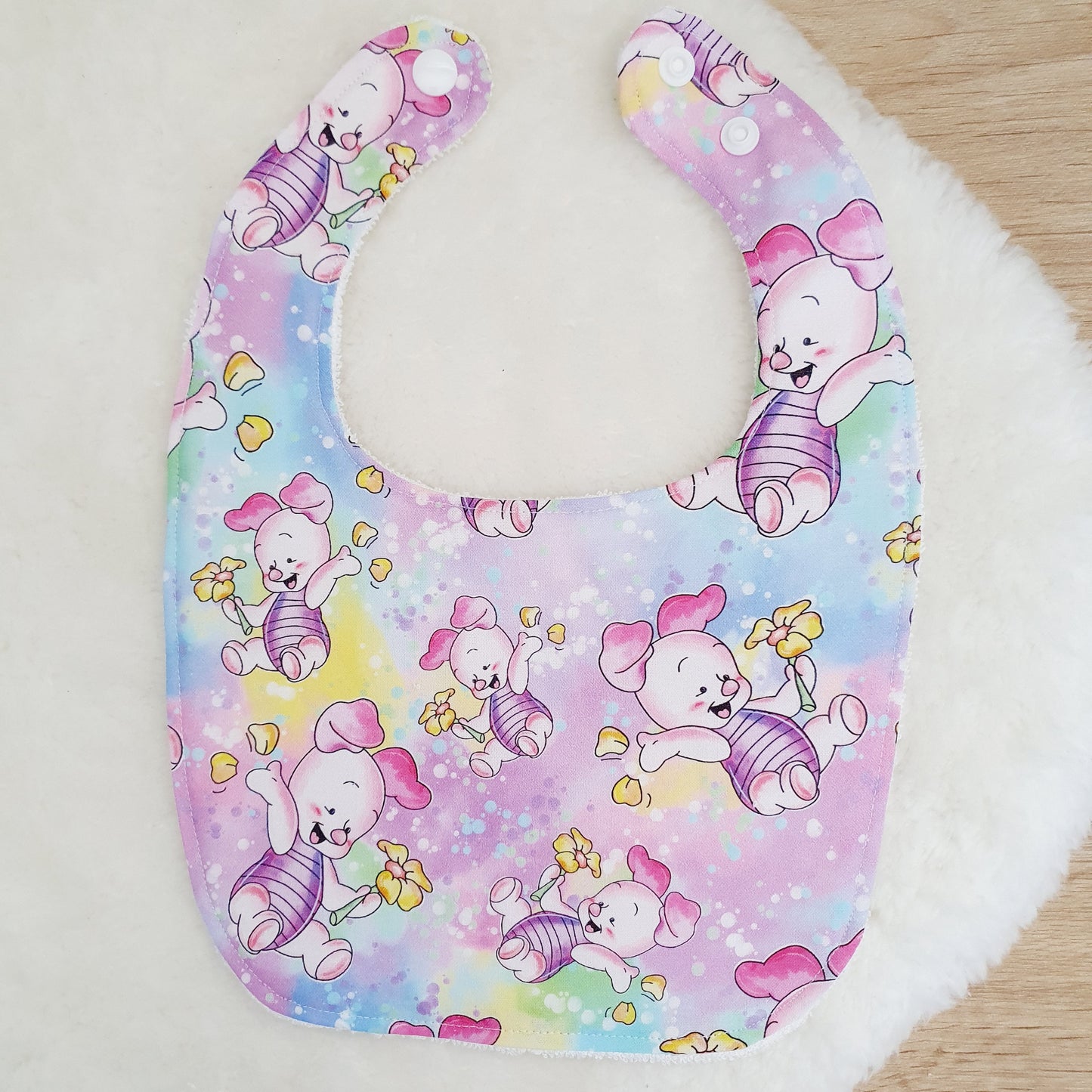 PIG print Bib, Handmade Baby Bib, Feeding Bib
