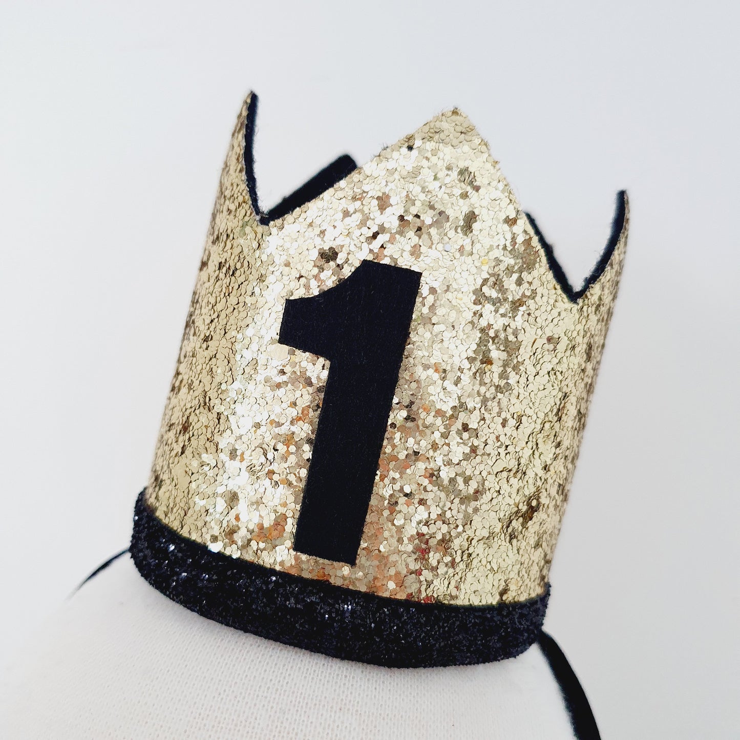 1st Birthday Crown / Party Hat / Headband - GOLD / BLACK