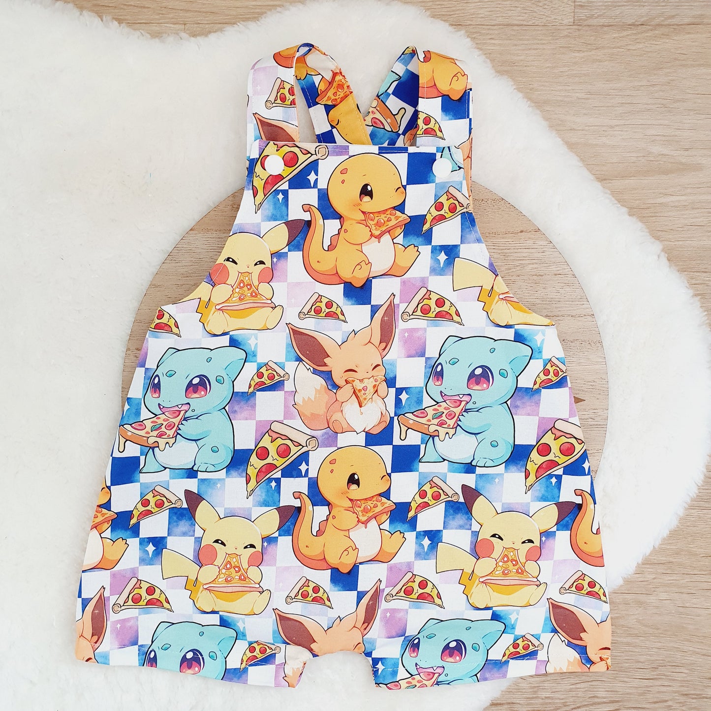 POKEMON print Overalls, Baby Overalls, Short Leg Romper, Size 1