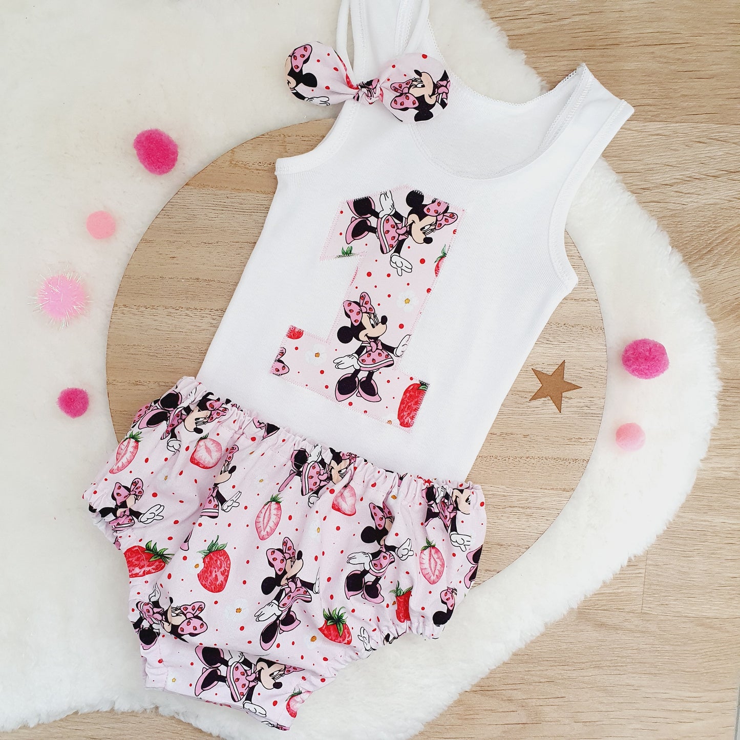 MOUSE print Girls 1st Birthday / Cake Smash Outfit, Size 1