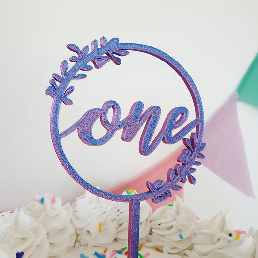 ONE Cake Topper - Pink/ Blue